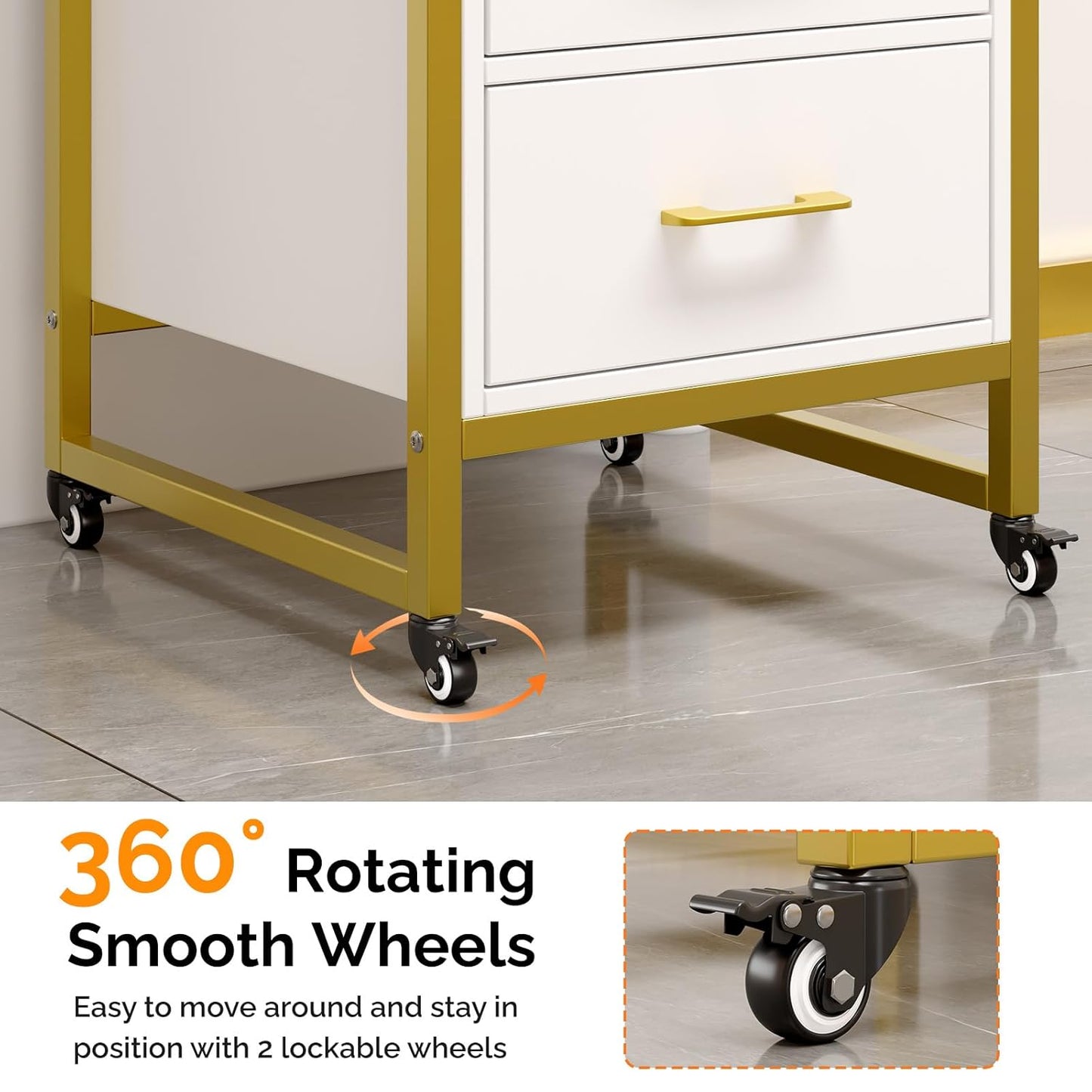OmySalon Salon Trolley Cart - Mobile Hair Styling Station with 3 Drawers & Tool Holders | White