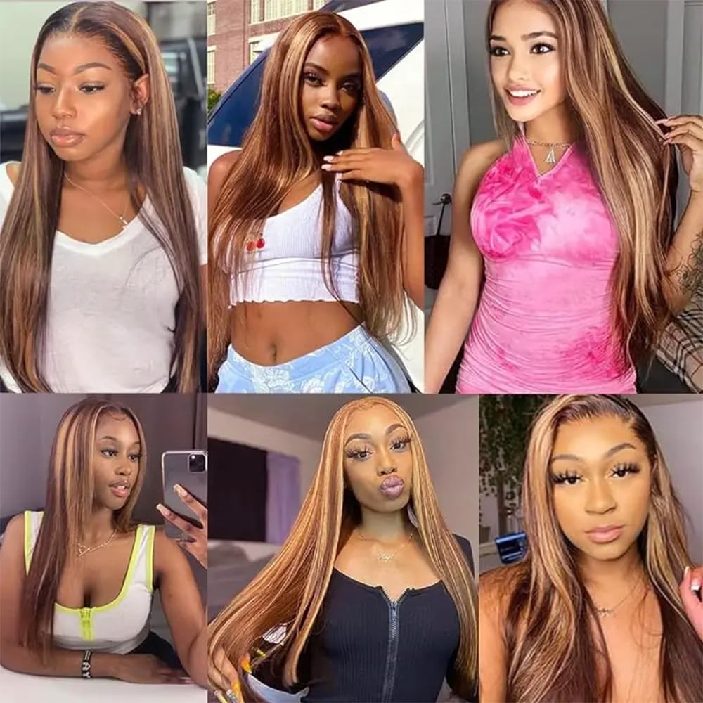 613 Bundles Human Hair Reddish Brown Straight Bundles 16 18 20 inch Two Tone 613 and #33 Bundle