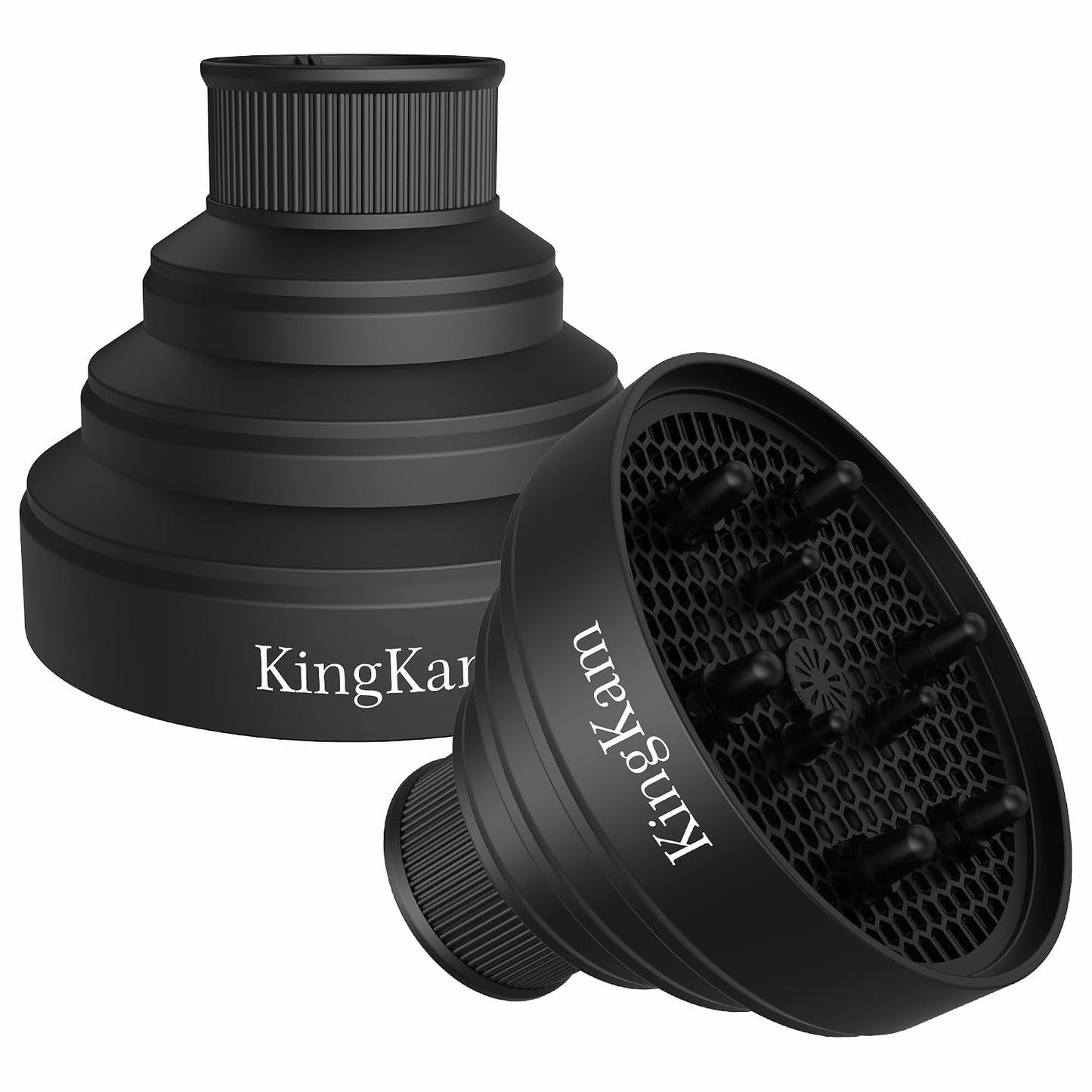 Collapsible Hair Dryer Diffuser - Travel-Friendly Attachment for Most Hair Dryers | Fits Nozzle Diameter 1.575-1.968 Inches - Black