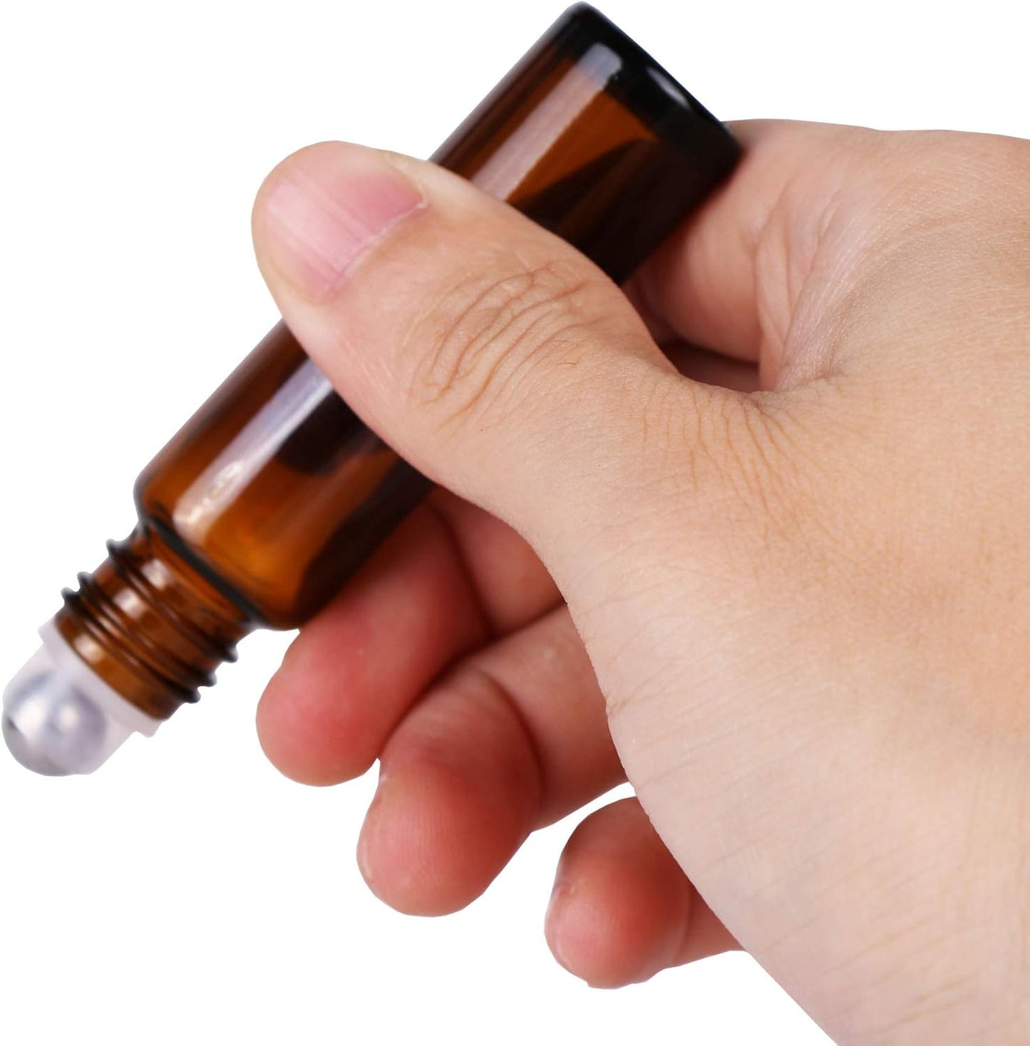 Amber Glass Roller Bottles for Essential Oils - 10ml with Stainless Steel Roller Balls & Aluminum Cap