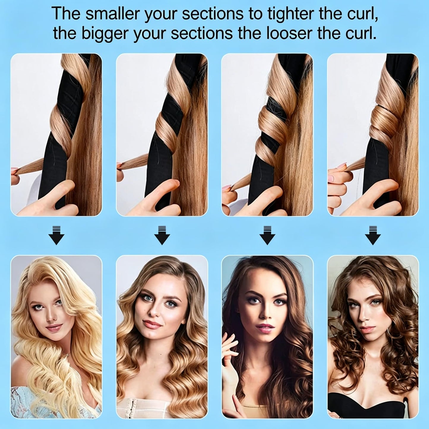 No Heatless Overnight Curle Headband, 70-inch long hair rollers soft silk ribbon, curling iron 6-piece curling wand set, comfortable soft iron, can be used while sleeping sleepy tie