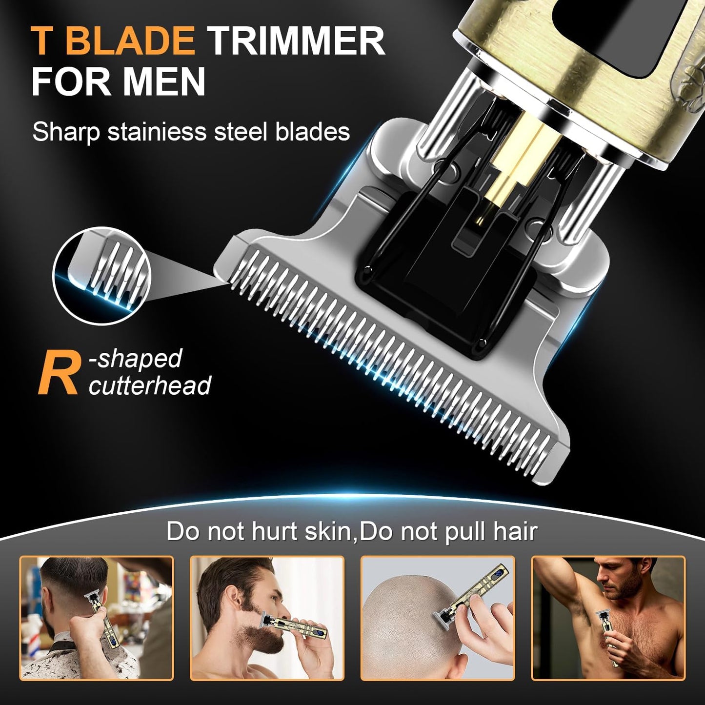 Professional Barber Kit - Cordless Hair Clipper, Trimmer & Shaver Set with LED Display | USB-C Rechargeable, Low Noise, Grooming Gift for Men (Bronze)
