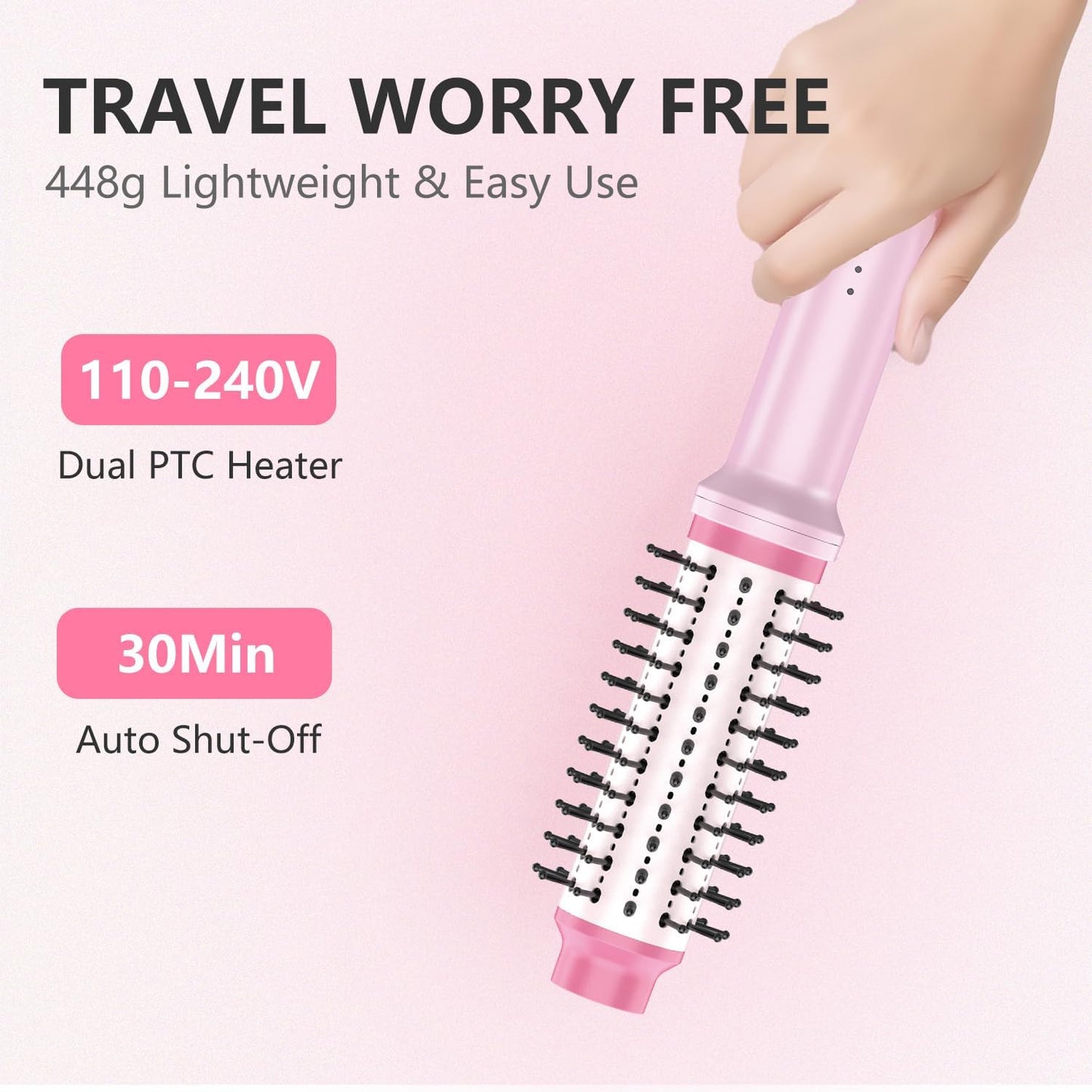 Ceramic Heated Round Brush - 1.5 Inch Thermal Blowout Brush for Straightening, Curling & Volume | Dual Voltage, Ionic Technology