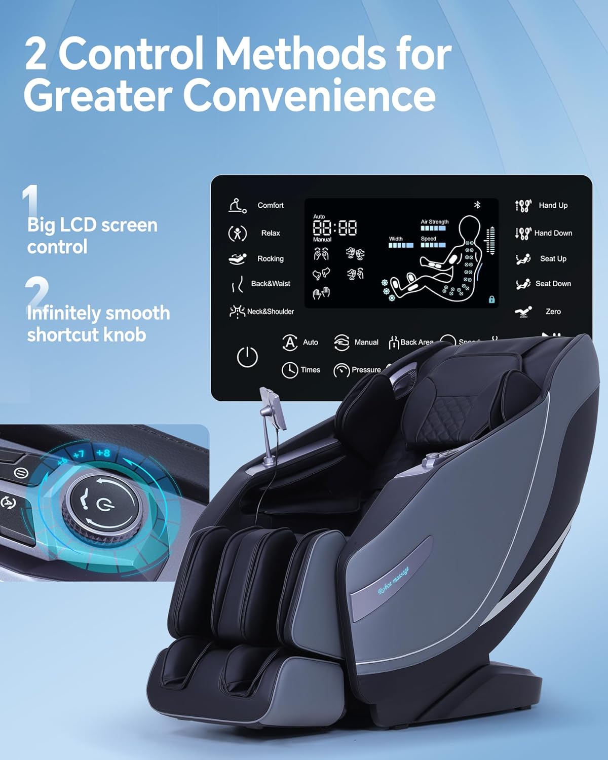 Full Body Massage Chair - 3D SL-Track Shiatsu with Rocking Sleep Mode, Upgraded Calf & Knee Massage for Tall Users | Wireless Charging, Black