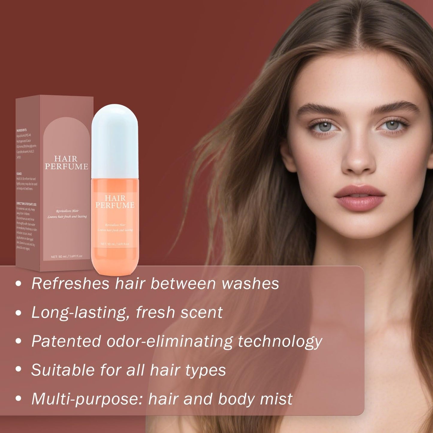 Lanthome Hair Perfume for Women - Deodorizing Hair Spray & Body Mist | Woody Aquatic Scent - 50mL
