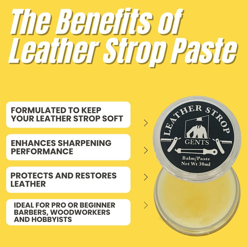 GENTS Leather Strop Conditioning Paste – 30ml Leather Balm for Razor Strops – Softens, Protects & Restores Leather – Maintain Straight Razor Strops, Belts & Leather Tools