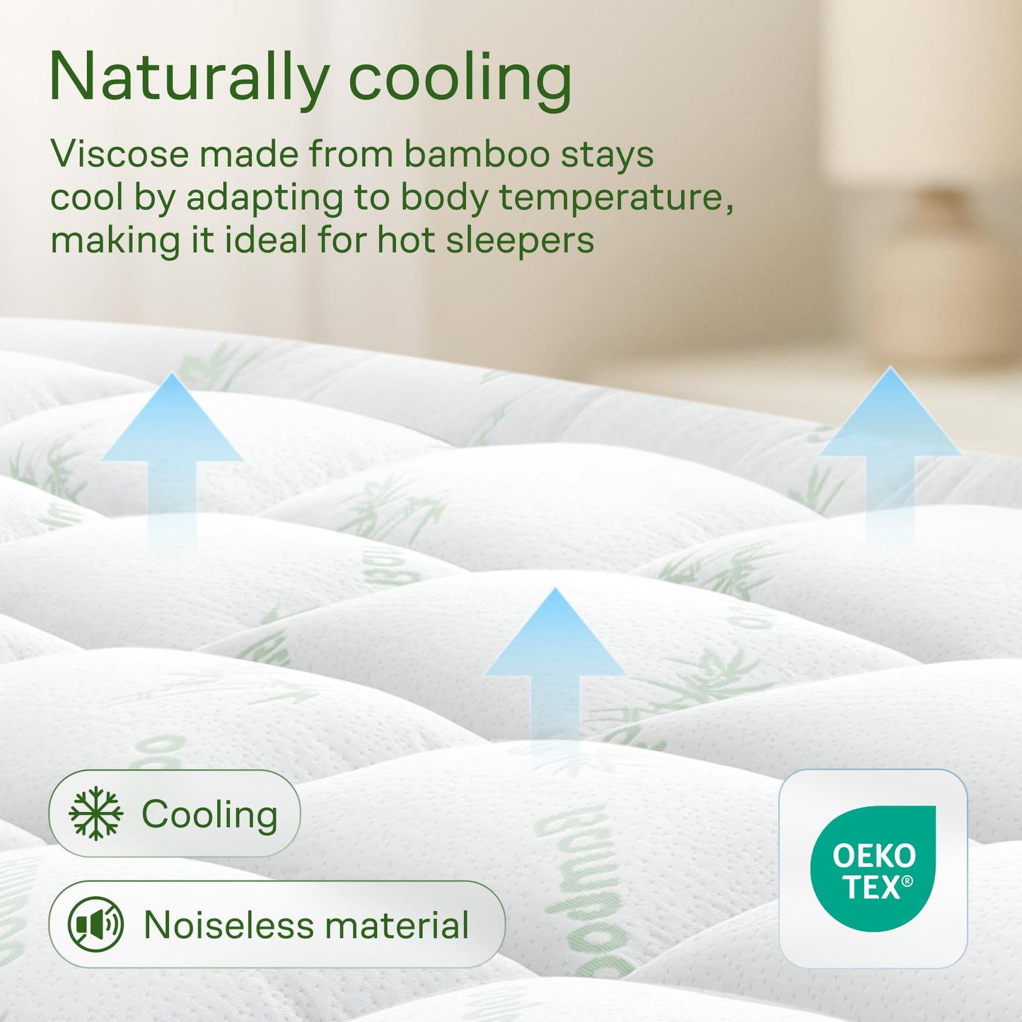 Niagara Sleep Solution Ultra Soft Twin XL Size Mattress Topper - Rayon Derived from Bamboo Pillow Top Mattress Pad for Back Pain Relief - Naturally Cooling for Hot Sleepers, Green