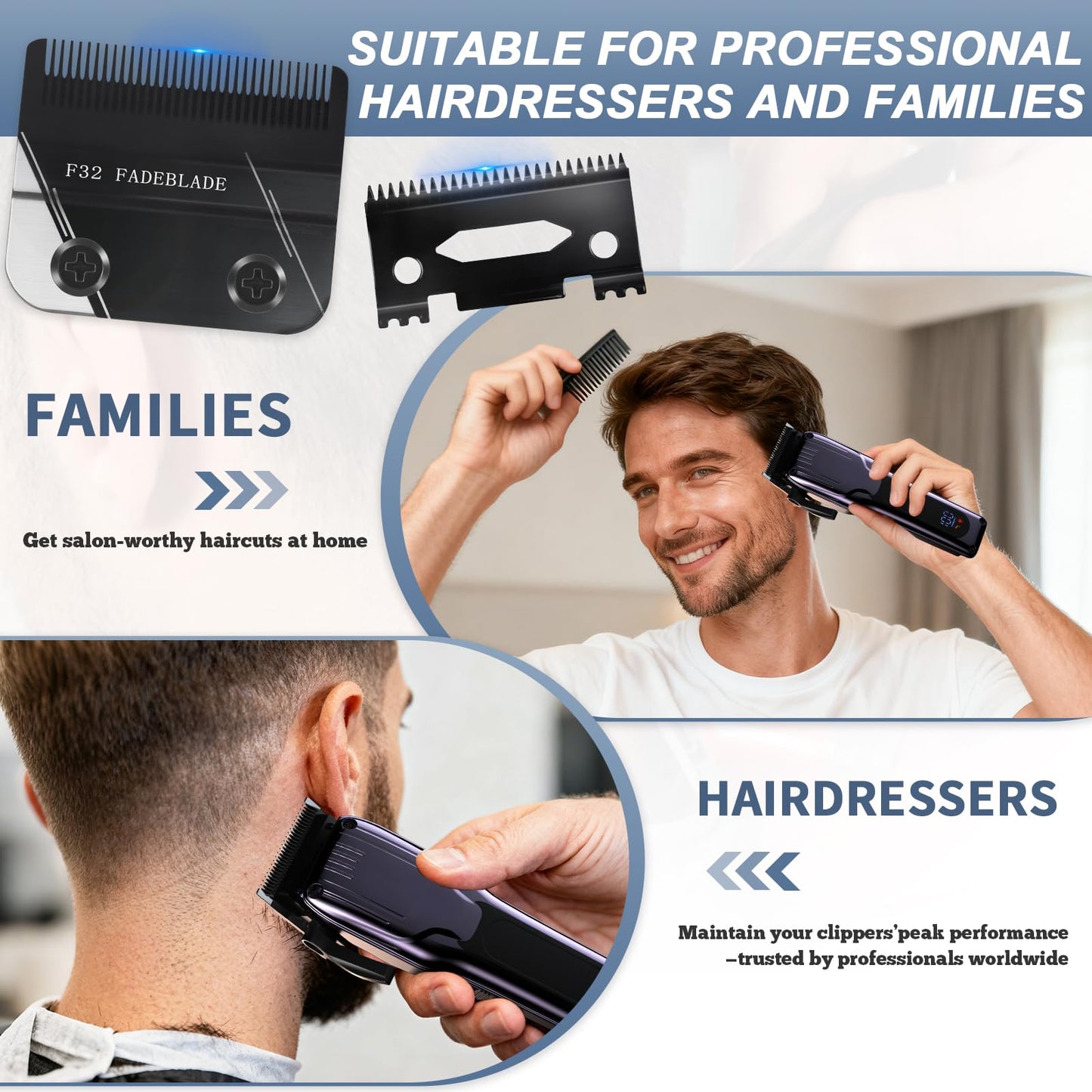 F32 Professional Fadeout Blade, High Precision Zero Adjustable Replacement Blades,Compatible with Wahl 5 Star Vapor Clipper (1 Pack)