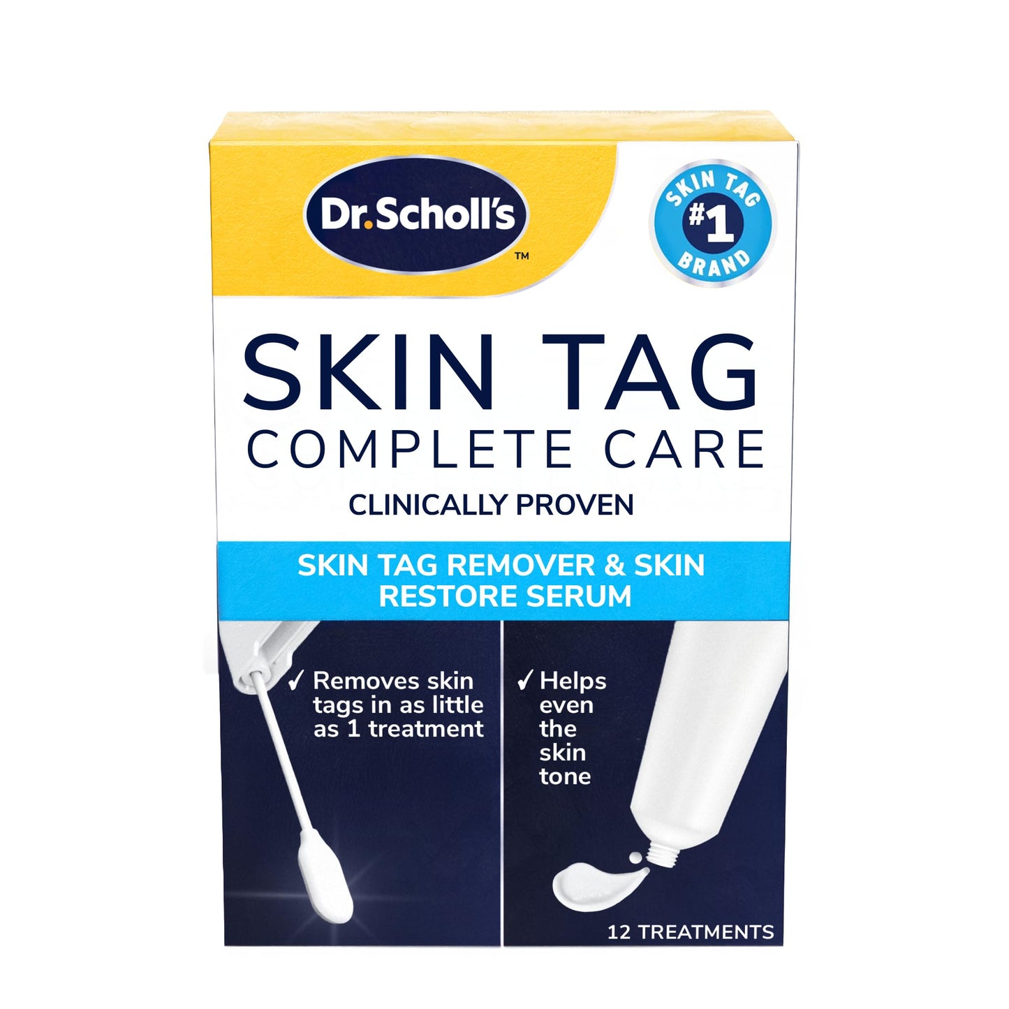 Dr. Scholl's Complete Care Skin Tag Remover Kit, 12 ct – Removes Skin Tags in As Little As 1 Treatment, FDA-Cleared & Clinically Proven, Permanent Results, Plus Serum