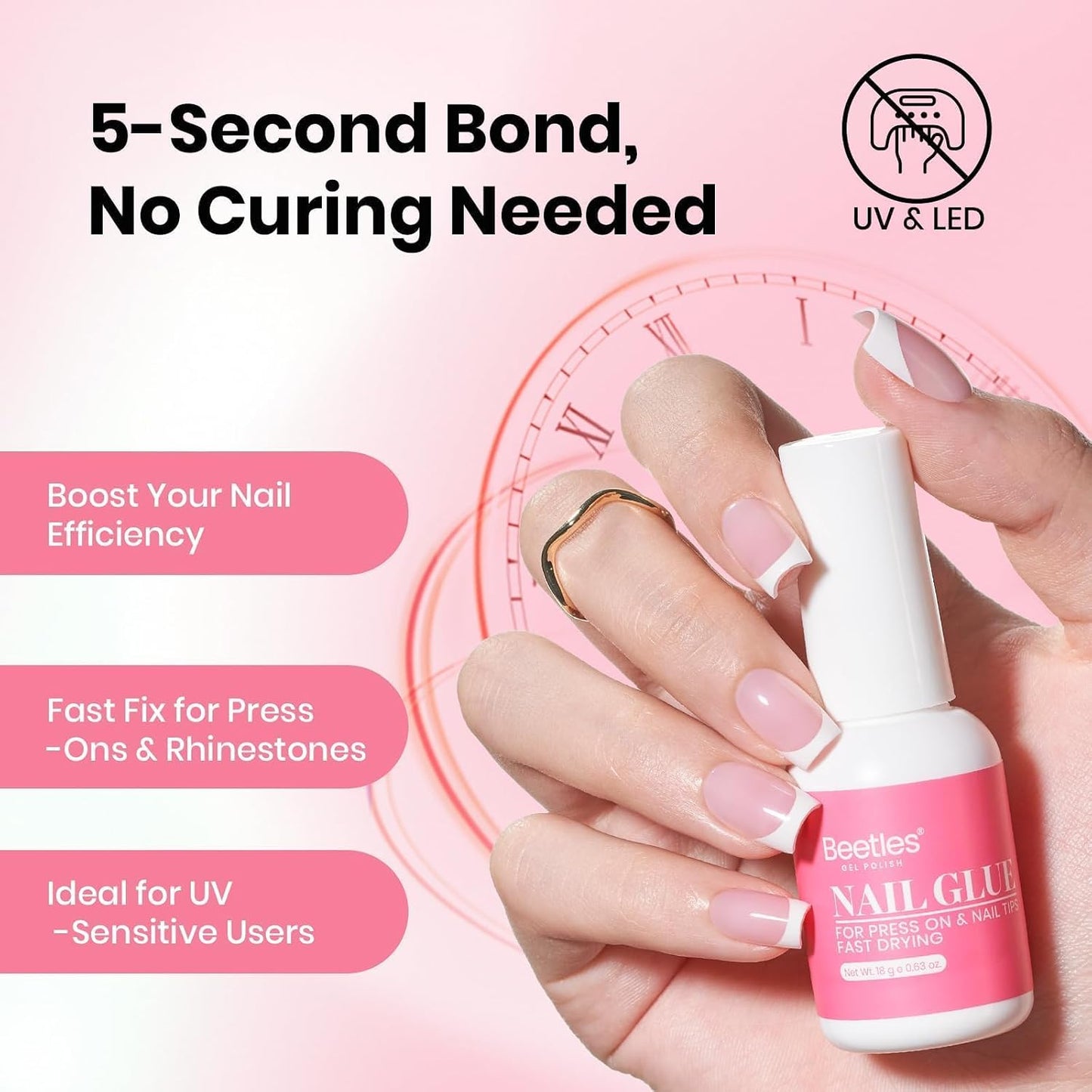 Beetles Gel Nail Tips - 576 Pcs Short Almond Acrylic False Nails | 12 Sizes, Easy DIY Press-On Extensions