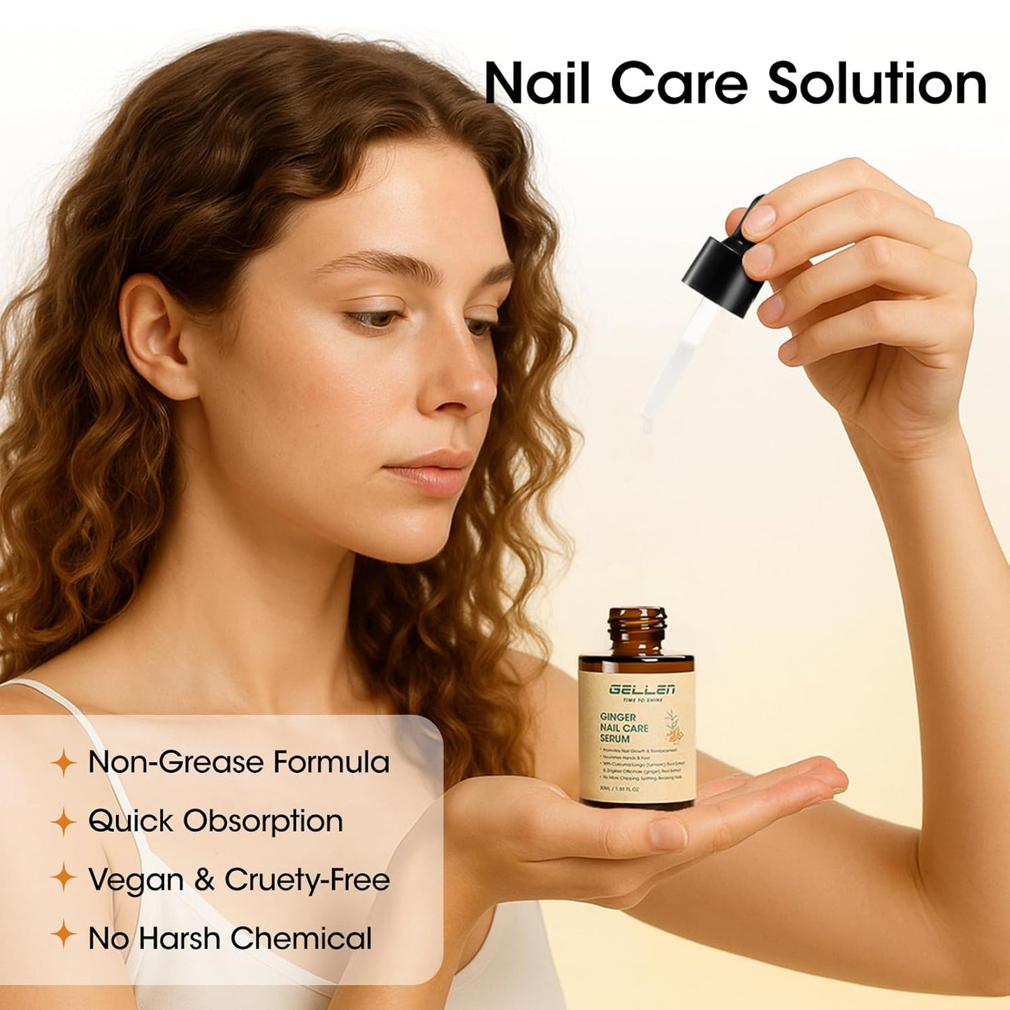 Gellen Ginger Nail Growth Serum - Strengthen & Repair Weak, Brittle Nails | 7-14 Days Treatment