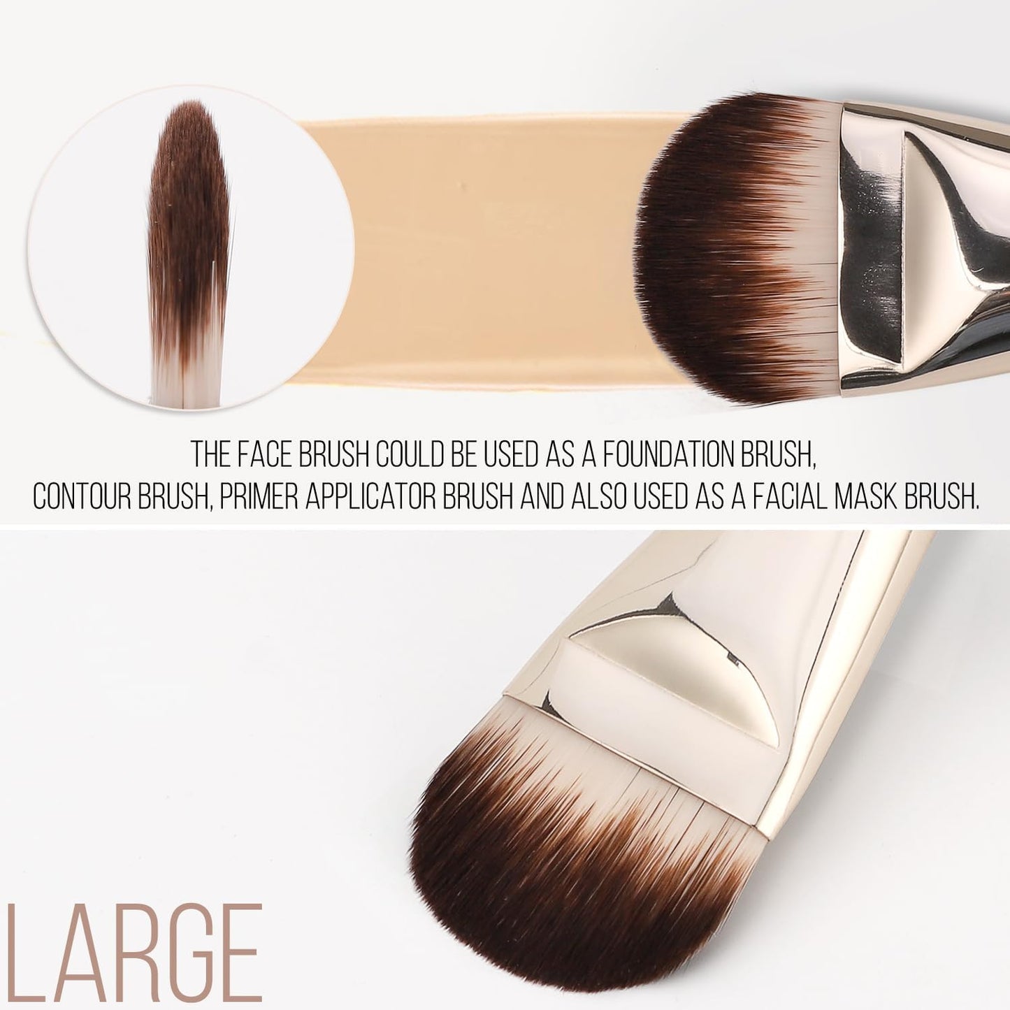 KINGMAS Flat Foundation Brush Set - Korean Makeup Brushes for Liquid & Cream Blending | Tongue-Shape Design