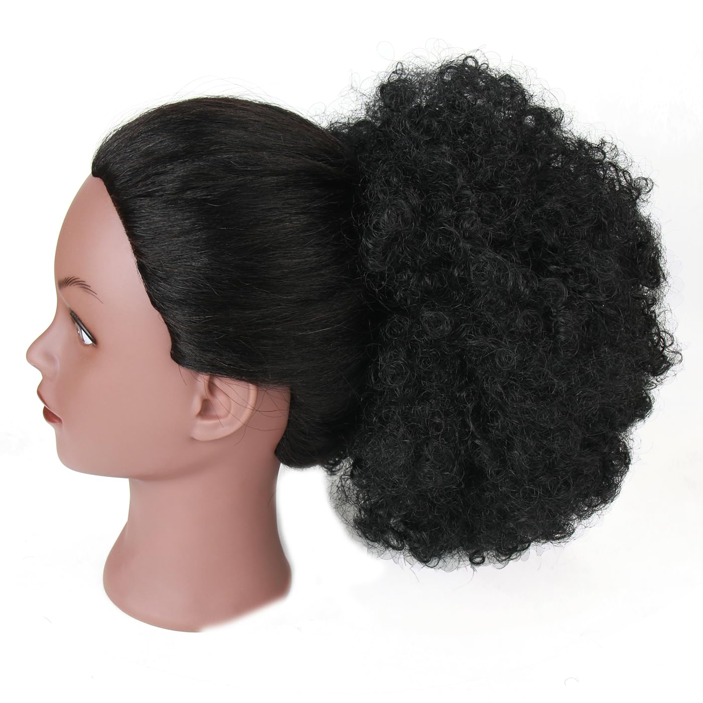 Afro Puff Drawstring Ponytail Extension - Short Curly Clip-On Bun for Black Women | Kinky Texture (1#)