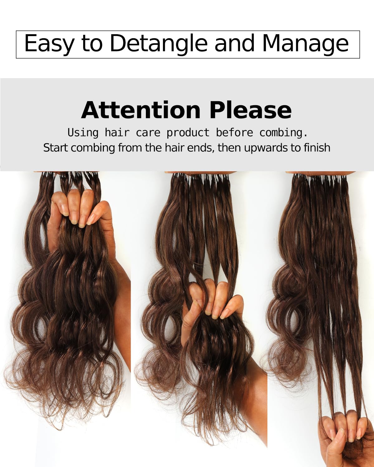 BEEOS Body Wave Crochet Human Hair #4 Brown, Pre-Separated Knotless Feather Crochet Hair for Black Women, Reusable Invisible String 40g 18 Inch