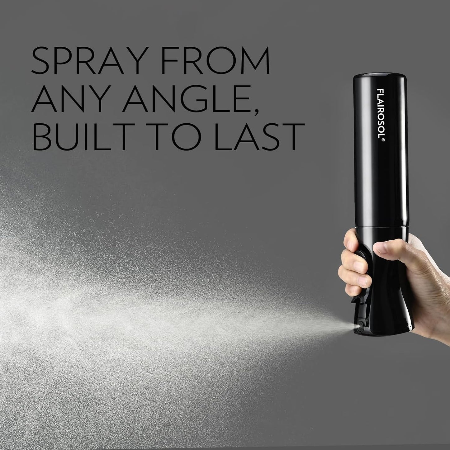 FLAIROSOL Continuous Spray Bottle - Ultra Fine Mist Hair & Plant Mister | 10.1oz/300ml, Black