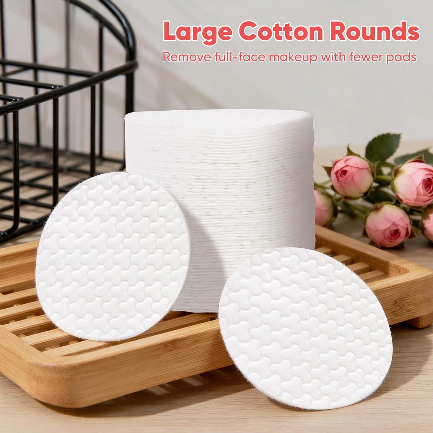 Large Cotton Rounds - 200 Count 100% Pure Cotton Pads | Soft, Dual-Sided for Makeup Removal & Skincare - 2.76 Inch Diameter