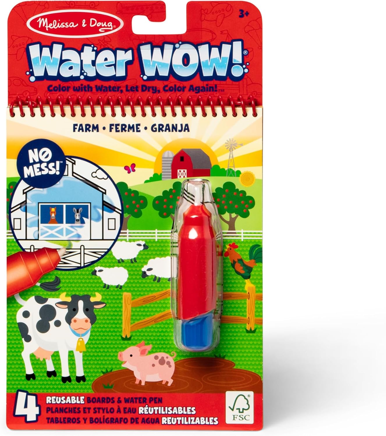 Melissa & Doug Water Wow! Mess-Free Coloring Book - Reusable Water-Reveal Activity Pad for Toddlers & Kids Ages 3+ | Animal Theme