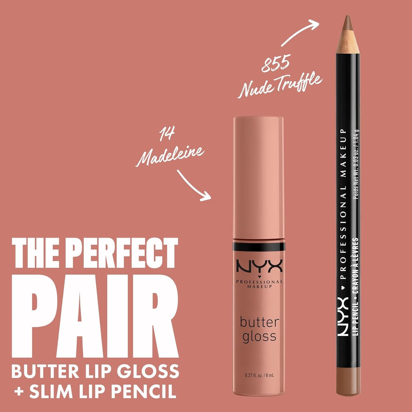 NYX Butter Gloss - Non-Sticky Lip Gloss in Madeleine | Mid-Tone Nude Shade