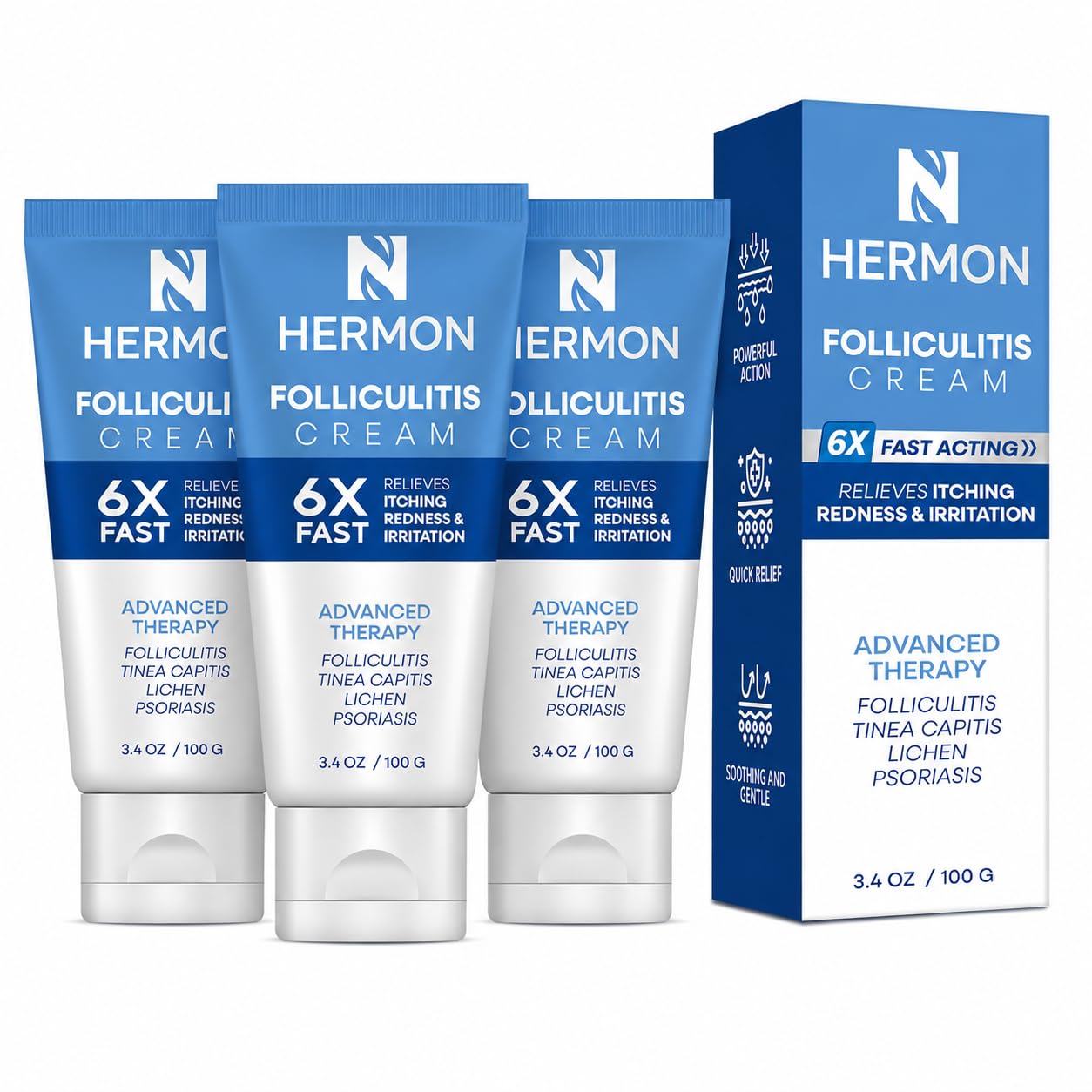 Folliculitis Cream - Effective Treatment for Scalp, Face & Body | 2-Pack