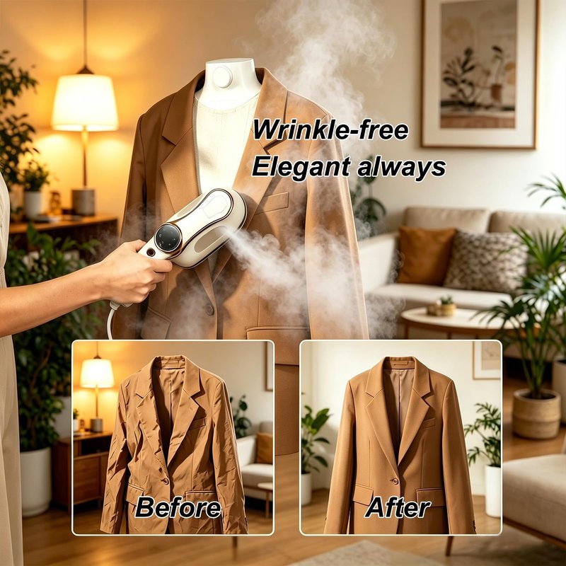 Travel Steam Iron 1200W Handled Steamer for Clothes Mini Garment Steamer Iron with 3 Steam Levels, Smart LCD Screen, 180° Rotating Handle, 10S Fast Heating,White