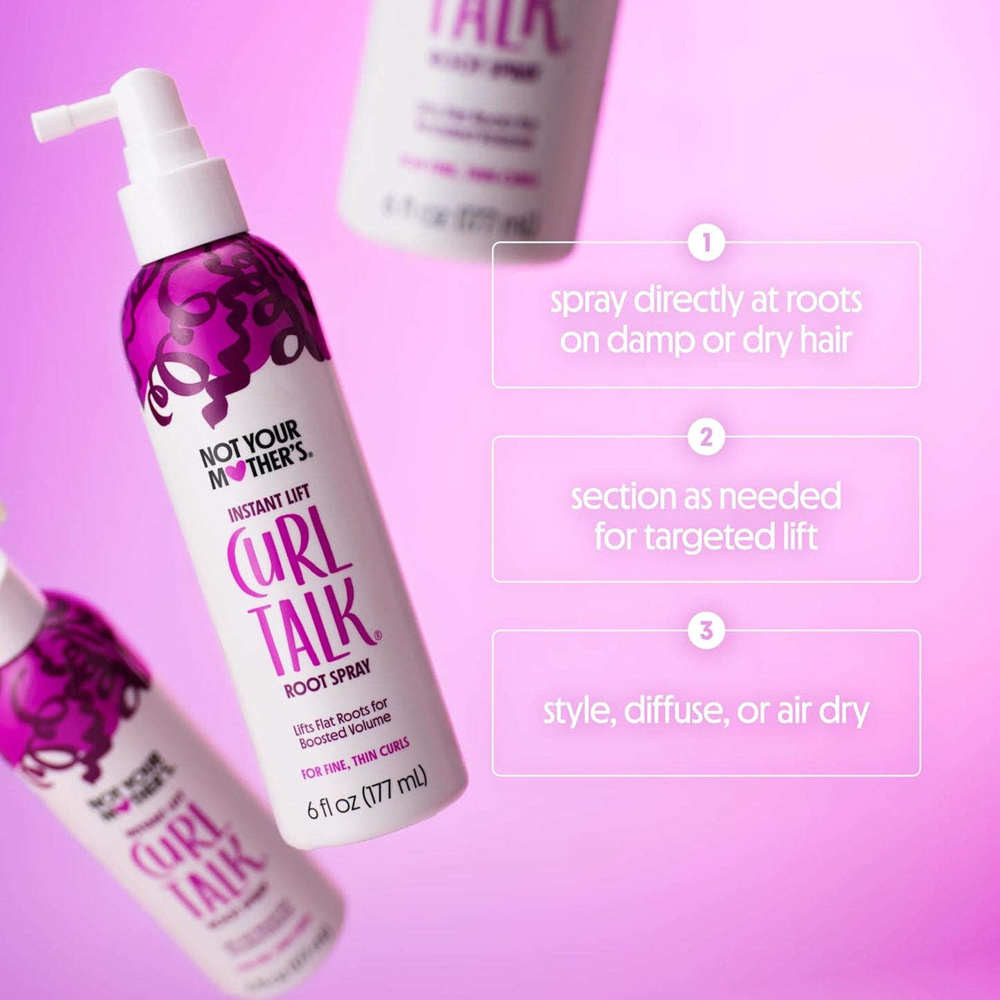 Not Your Mother's Curl Talk Root Hair Spray & Volume Foam - Biotin & Peptides for Curly Hair (2-Pack)