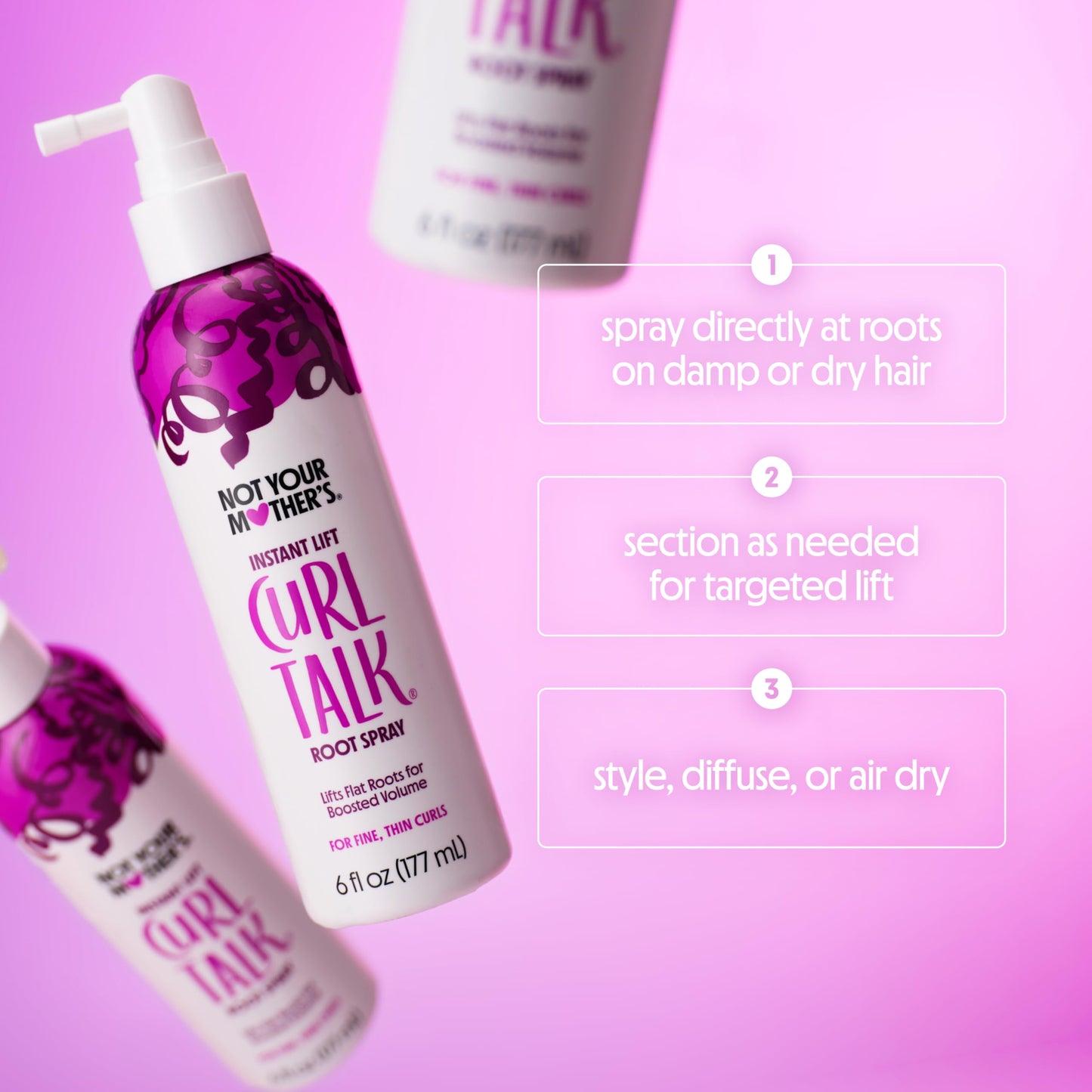 Not Your Mother's Curl Talk Instant Lift Root Hair Spray and Strengthening Volume Foam (2-Pack) - Powered by Biotin, Peptides, and Rice Protein - For Curly Hair Types