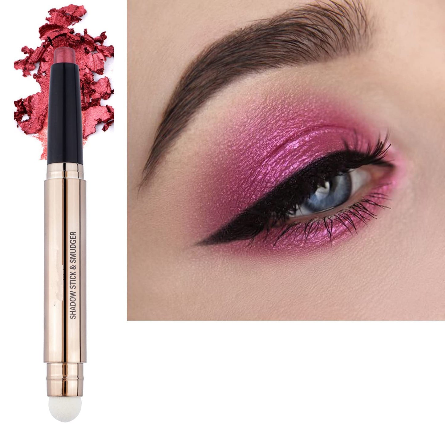 Light Gold Eyeshadow Stick - Waterproof Hypoallergenic Crayon Makeup | Long-Lasting Shimmer with Soft Brush