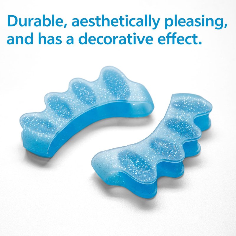Silicone Toe Separators for Bunions & Foot Pain Relief - Gel Spacers for Yoga, Pedicure | 2 Pcs, Reusable, Flexible (Blue)