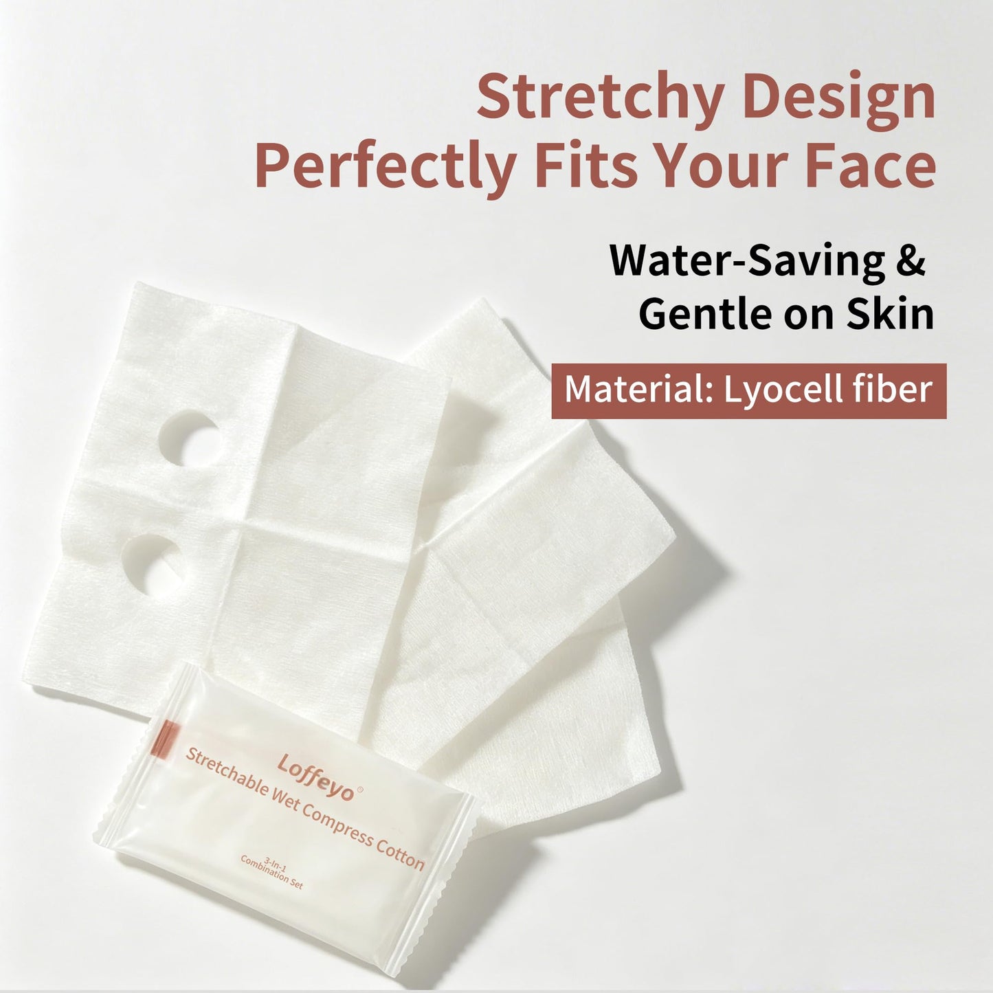 Loffeyo 150-Count Facial Cotton Pads, 50 Individually Wrapped Packs (3 Pads Each), 100% Lyocell Lint-Free Toner Pads for DIY Sheet Masks, Essence & Skincare, Soft, Absorbent, Hygienic