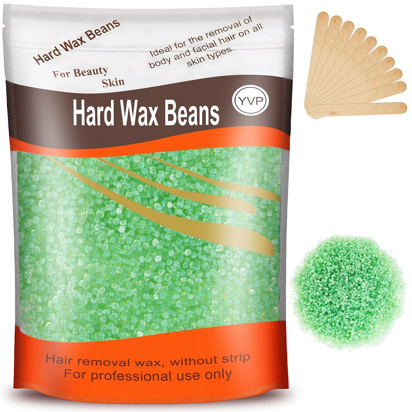 Yovanpur Pearl Wax Beads for Brazilian Waxing, Sensitive Skin, Face, Eyebrows, Legs - At-Home Hair Removal, 300g (10 Oz)/bag with 10 Wax Sticks