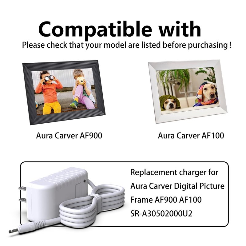 5V Adapter Charger for Aura Carver AF900 AF100 SR-A30502000U2 Power Cord Replacement for Aura Digital Picture Frame Charging Cable, 5.9Feet