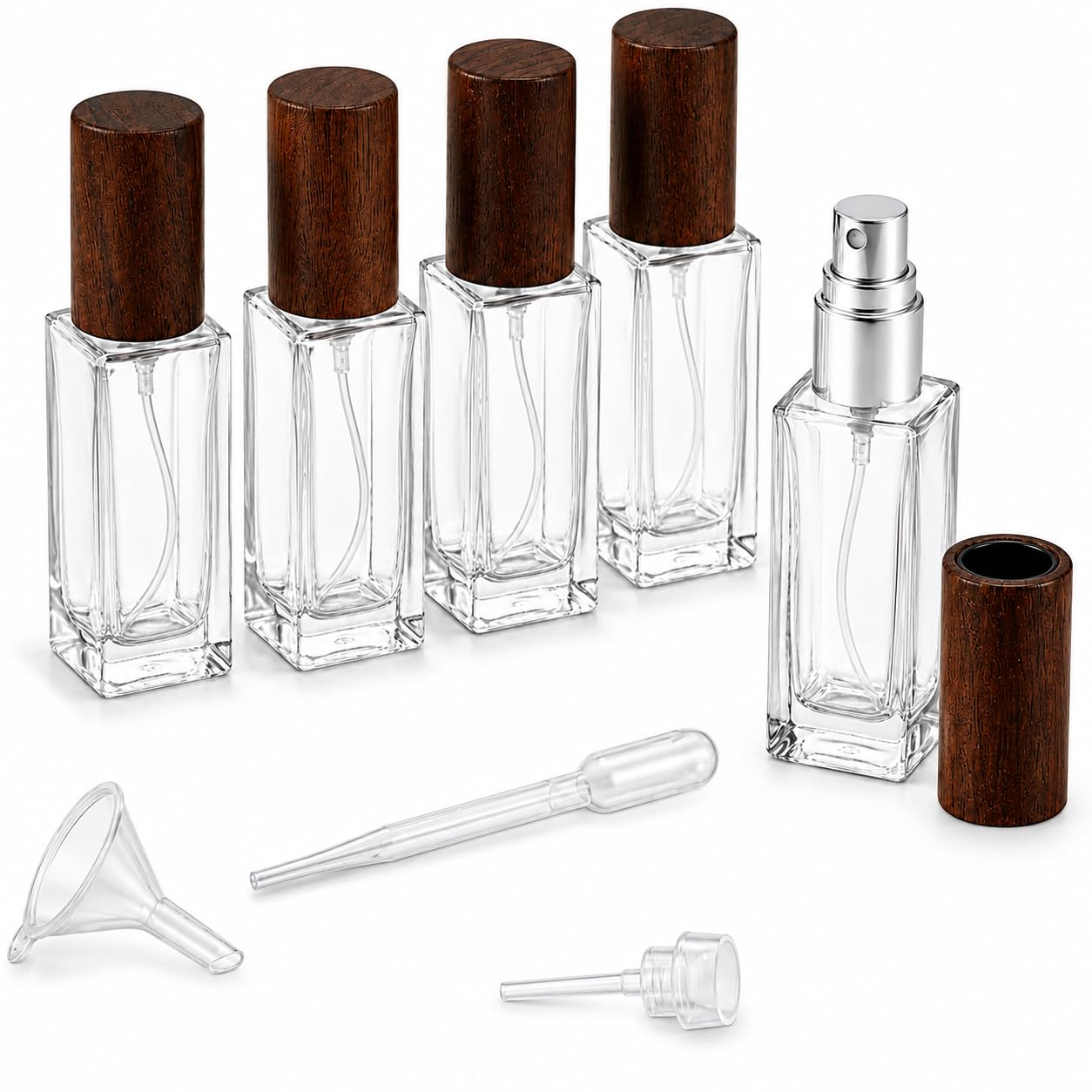 Homoyoyo 5pcs Small Perfume Spray Bottle: Square Perfume Bottle - 9ml/0. 3oz Mini Glass Dispenser - Portable Sprayer Pocket Size Atomizer for Women Men Cruise Trip