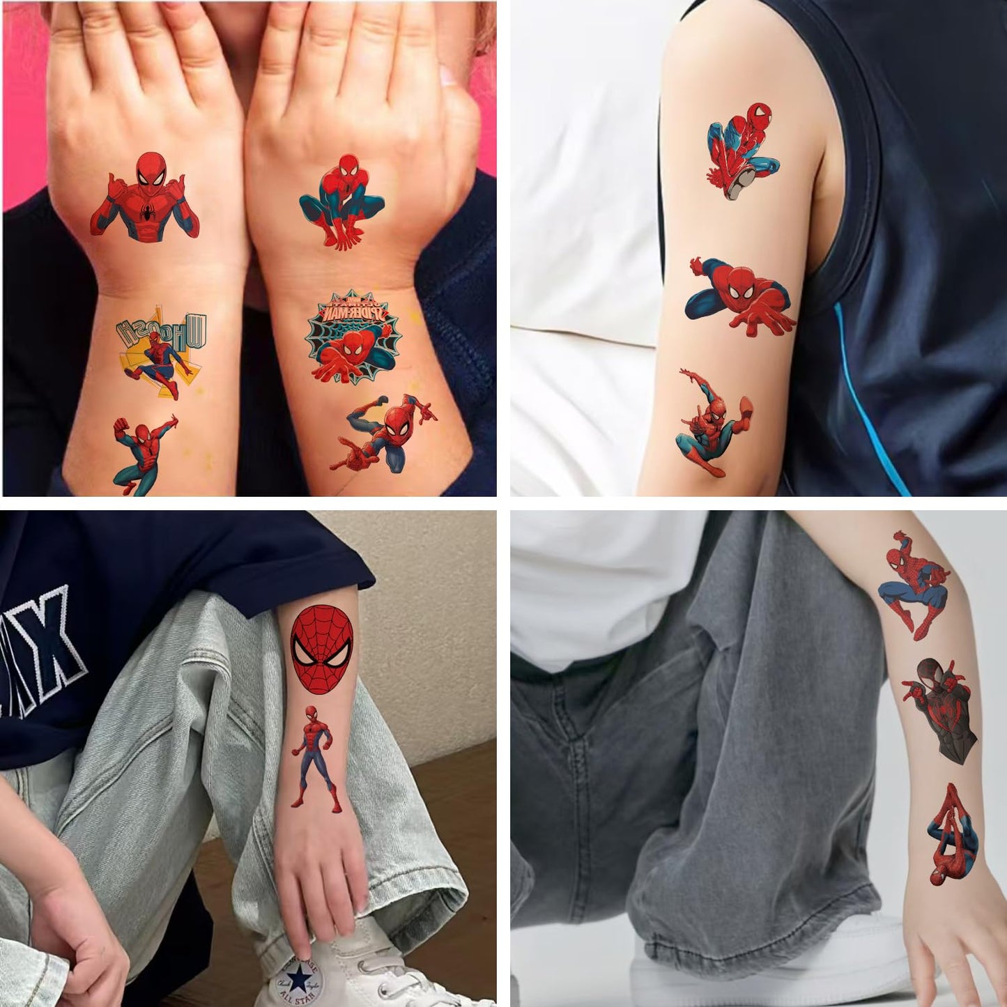 Spider-Man Temporary Tattoos - 100 Sheets Birthday Party Supplies | Fun Cartoon Stickers for Kids