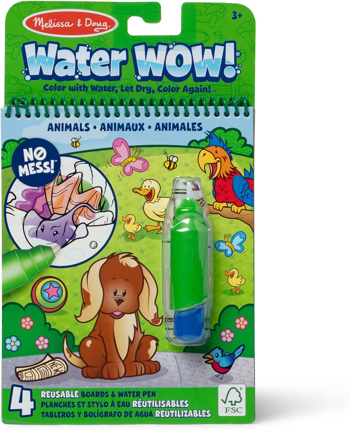 Melissa & Doug Water Wow! Mess-Free Coloring Book - Reusable Water-Reveal Activity Pad for Toddlers & Kids Ages 3+ | Animal Theme