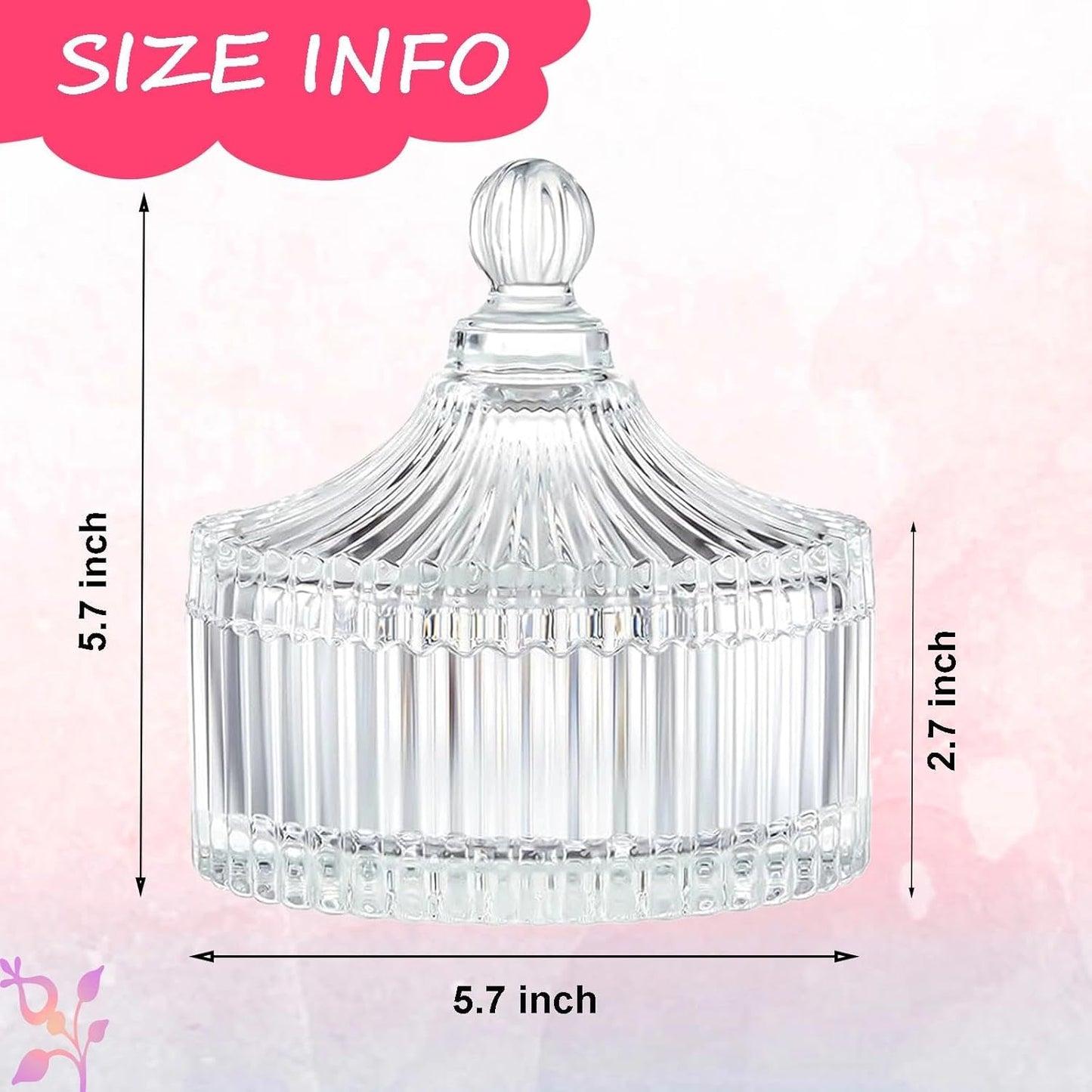 Body Powder Puff with Glass Container - 6'' Soft Washable Velour Puff for Wet & Dry Makeup | Clear Crystal Case