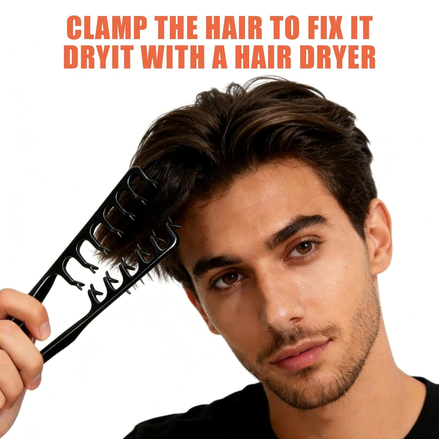 Wide Tooth Comb - Professional Styling Tool for Voluminous Hair | Fluffy Texture & Fringe Parting, Black