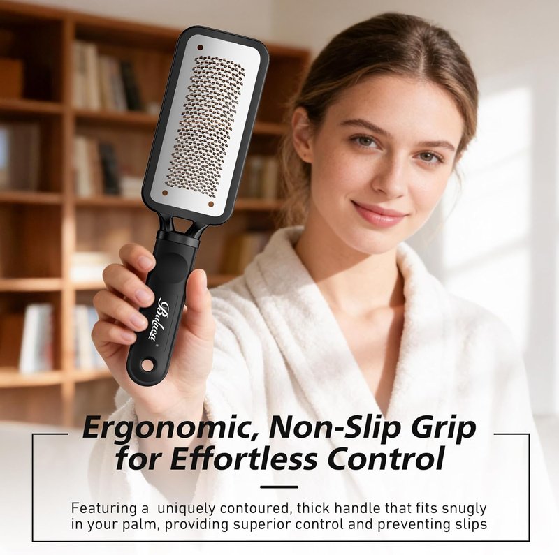 Professional Foot File & Callus Remover - Stainless Steel Rasp for Hard Skin & Cracked Heels | Pedicure Tool (Black)