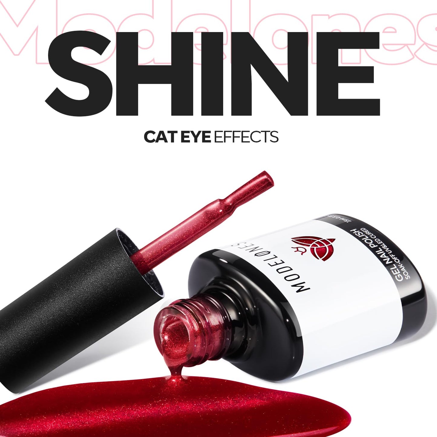 Cat Eye Gel Polish - Burgundy Red Magnetic Glitter | Holographic Ruby Red UV Gel 15 ML