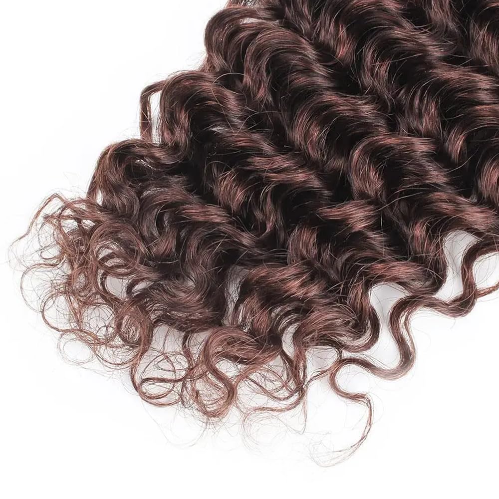 Brown Bundles Human Hair #4 Curly Bundles Human Hair 30 32 34 inch Dark Brown Wet and Wavy Bundle Mixed Length 150g