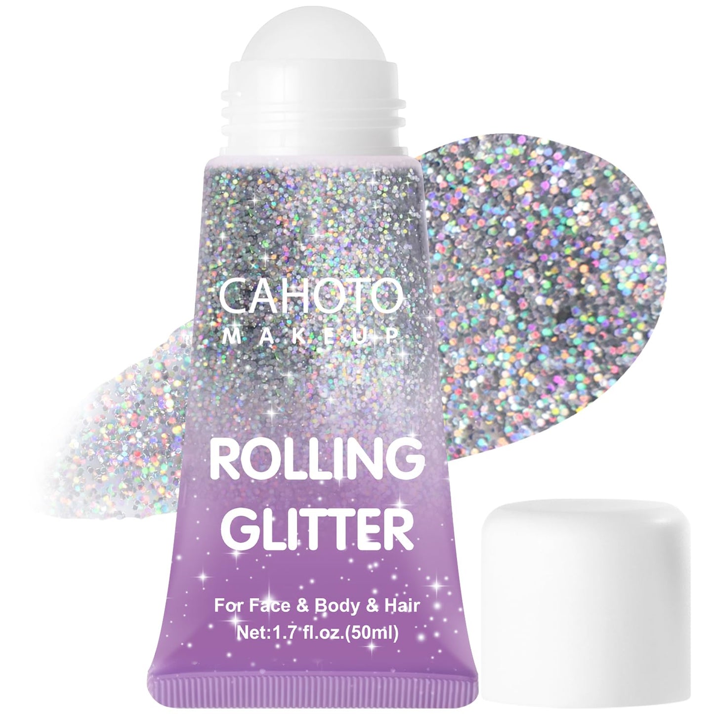 CAHOTO Silver Rolling Glitter, Shimmer Gel for Face Body & Hair