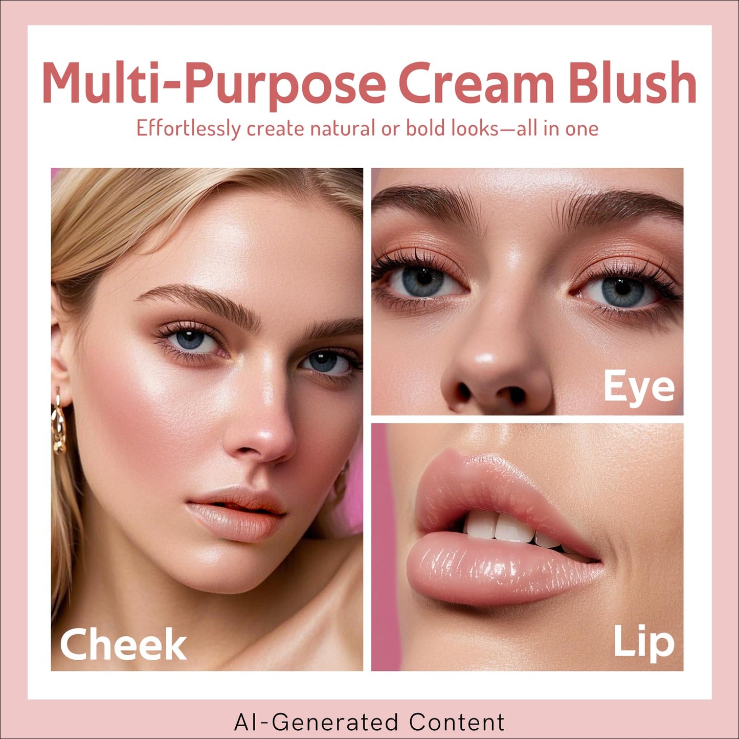 bayfree Multi Cream Blush & Blush Brush Set, Korean Makeup Blush for Cheeks, Multi-Use Face Balm Makeup, Lightweight & Hydrating, Blendable Color, Non-Greasy, Soft Bristles for Radiant Finish (Dewy)