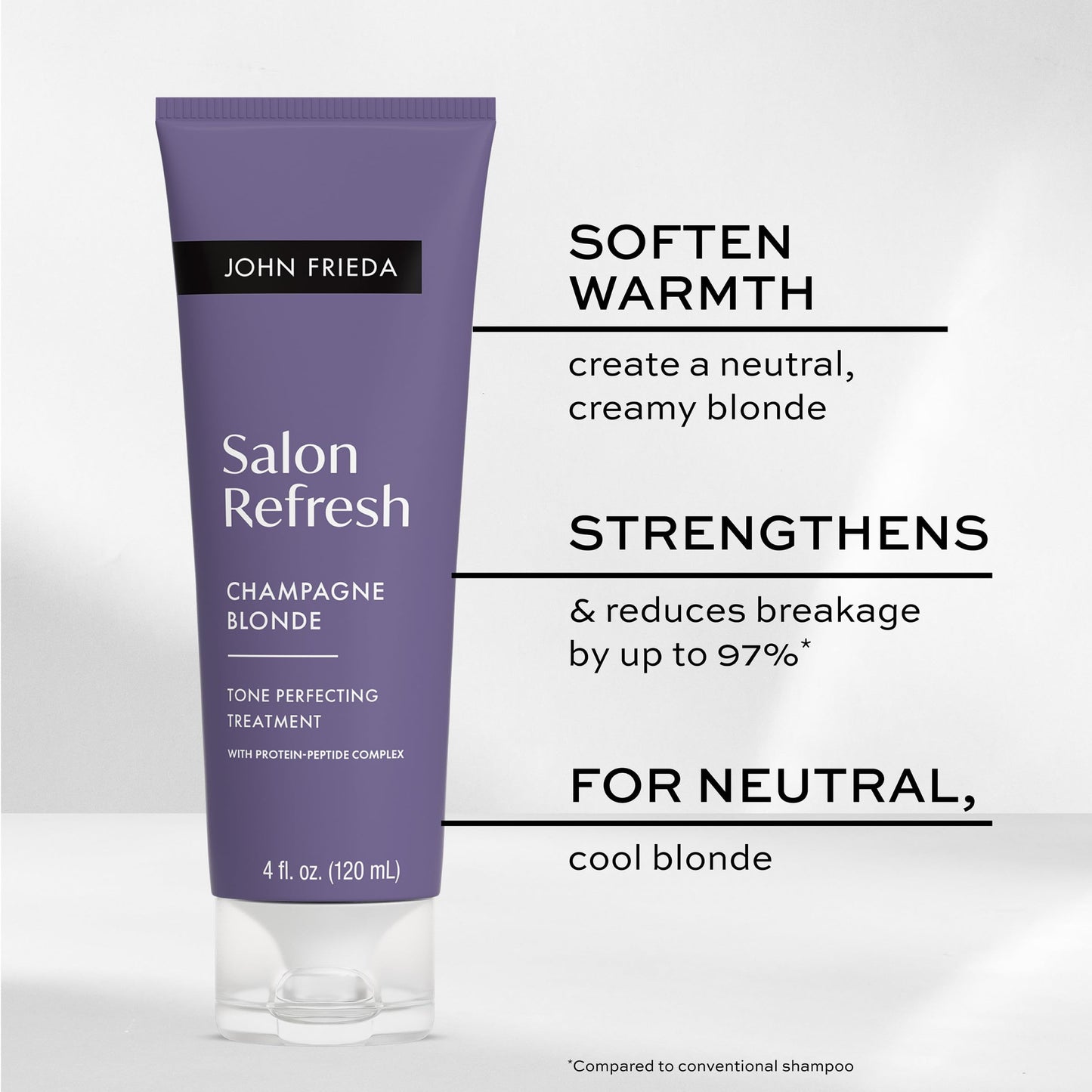 John Frieda Salon Blonde Champagne Tone Perfecting Treatment with Protein-Peptide Complex, Hair Toner, Toner for Blonde Hair 4 fl oz
