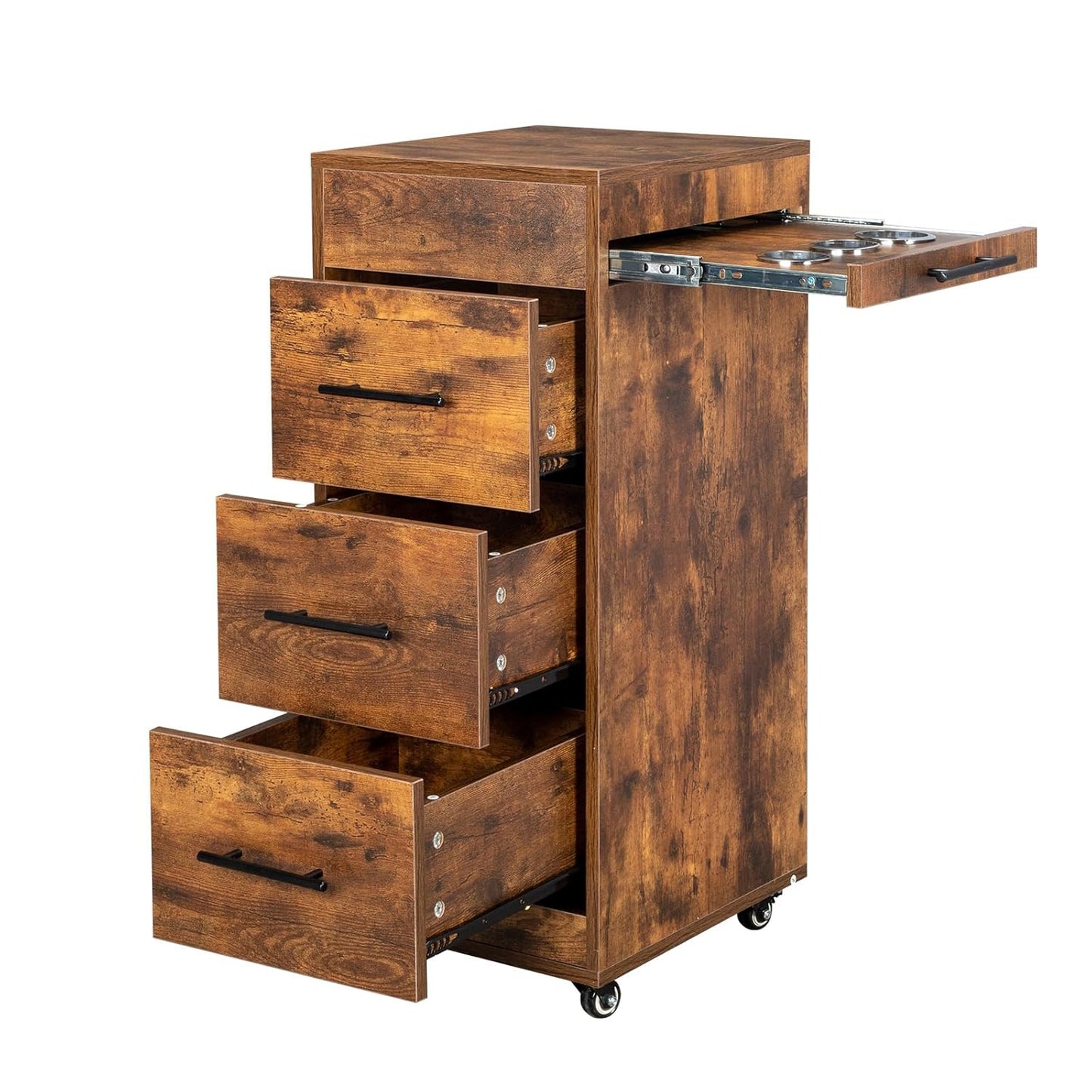 Salon Trolley Cart with Wheels - Mobile Hairdressing Station | Wooden Storage Cabinet, 3 Large Drawers, White