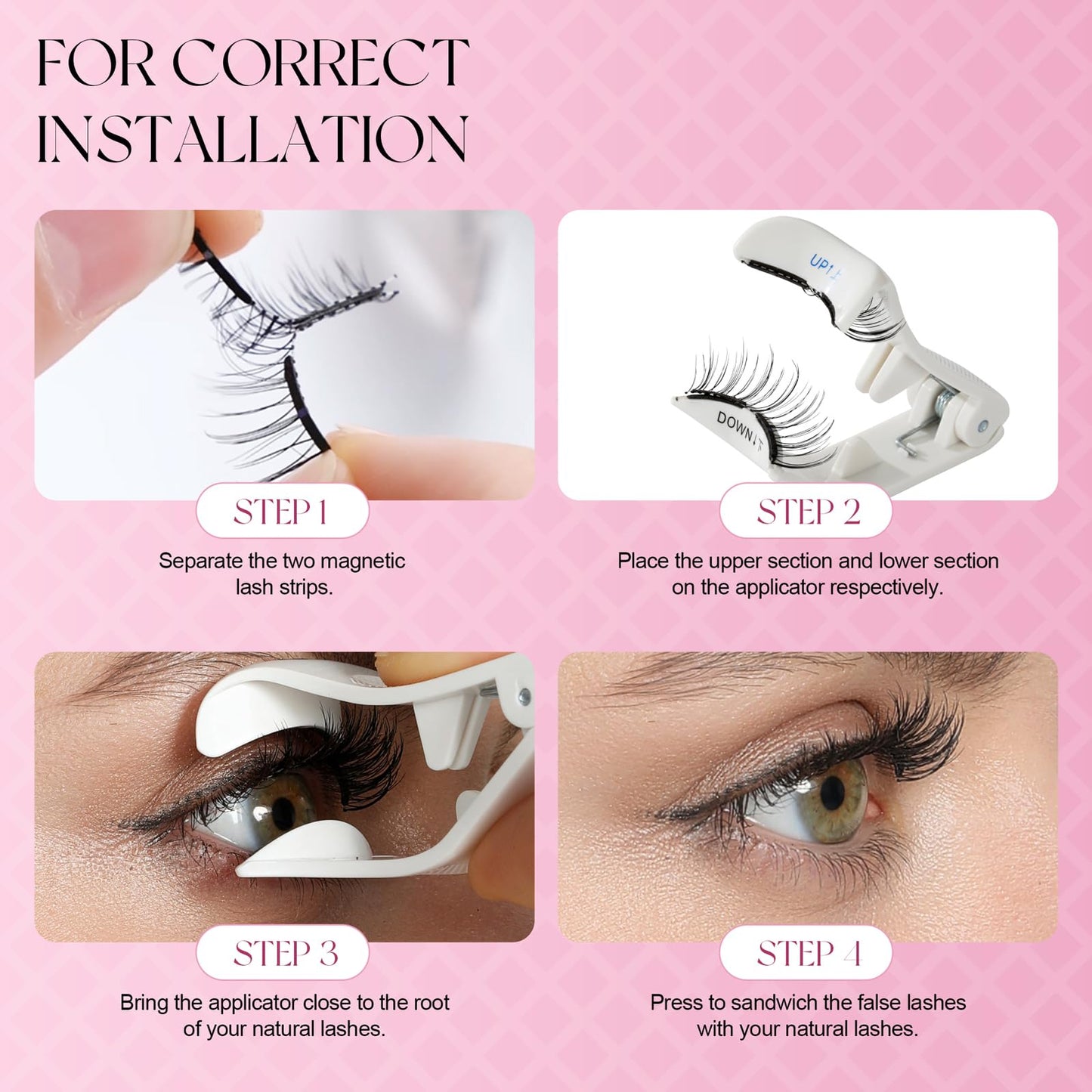 FrisLead Fake Magnetic Eyelashes with Applicator