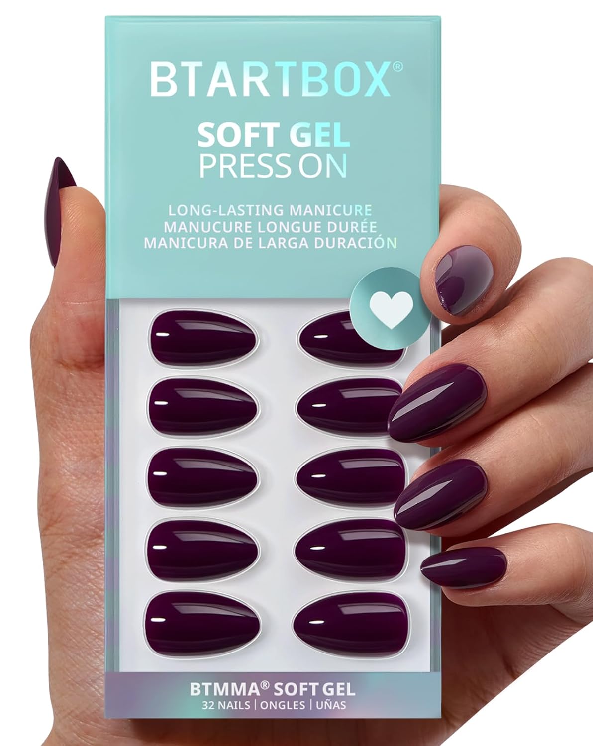 Press On Nails - Almond Shape Pastel Baby Pink Short Nails | Opaque Soft Gel, 32-Piece Kit in 16 Sizes