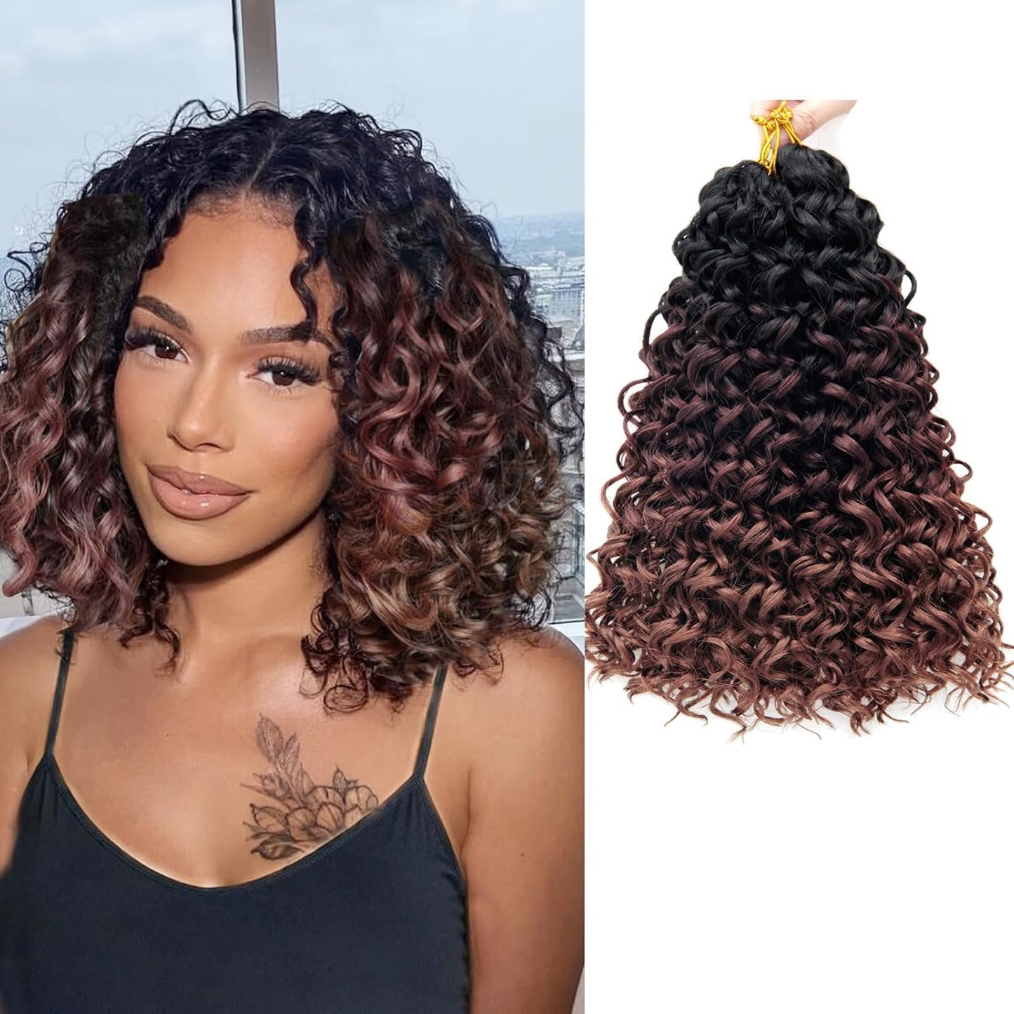 Water Wave Crochet Hair Extensions - Blonde Synthetic Bohemian Braids | 14 Inch Deep Wave (27#)