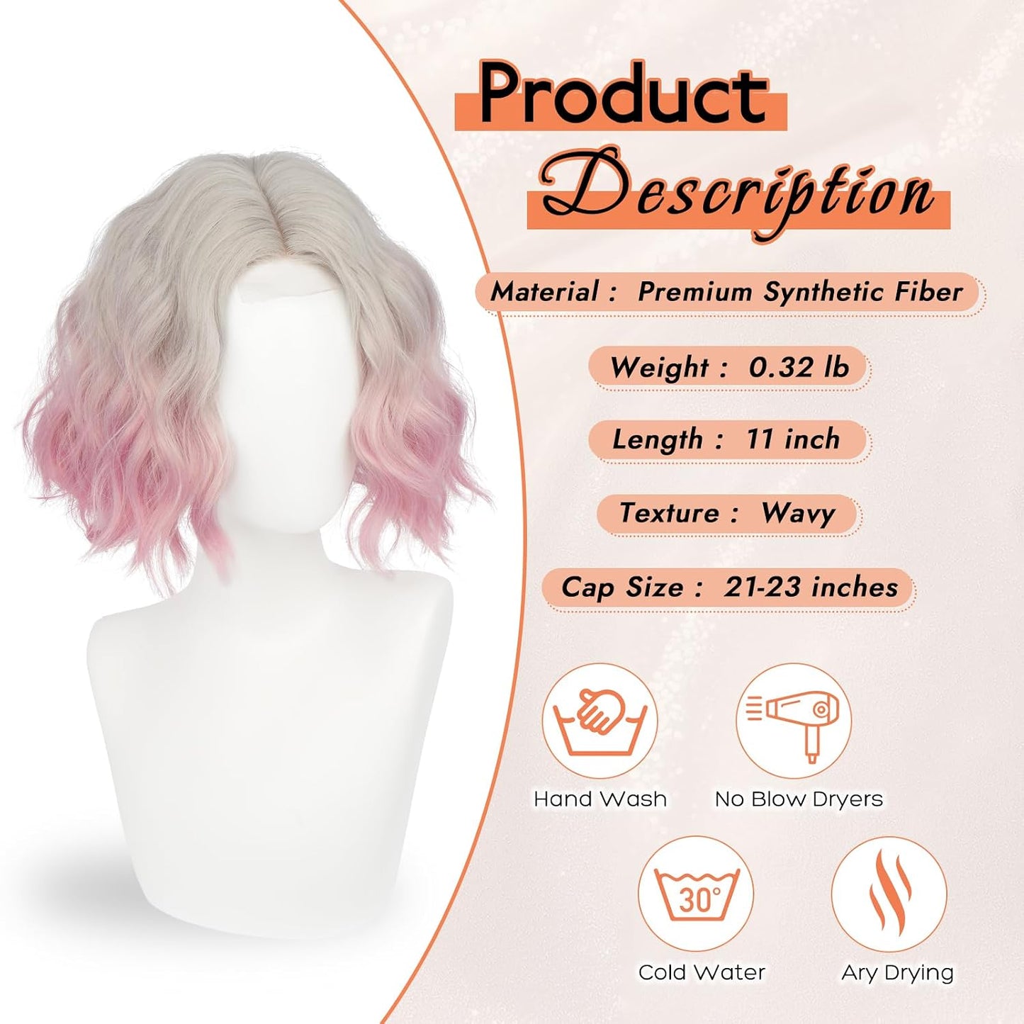 Blonde Bob Wig for Women - Lace Front Short Soft Wavy Curly Synthetic Hair | 11 Inch Natural Look