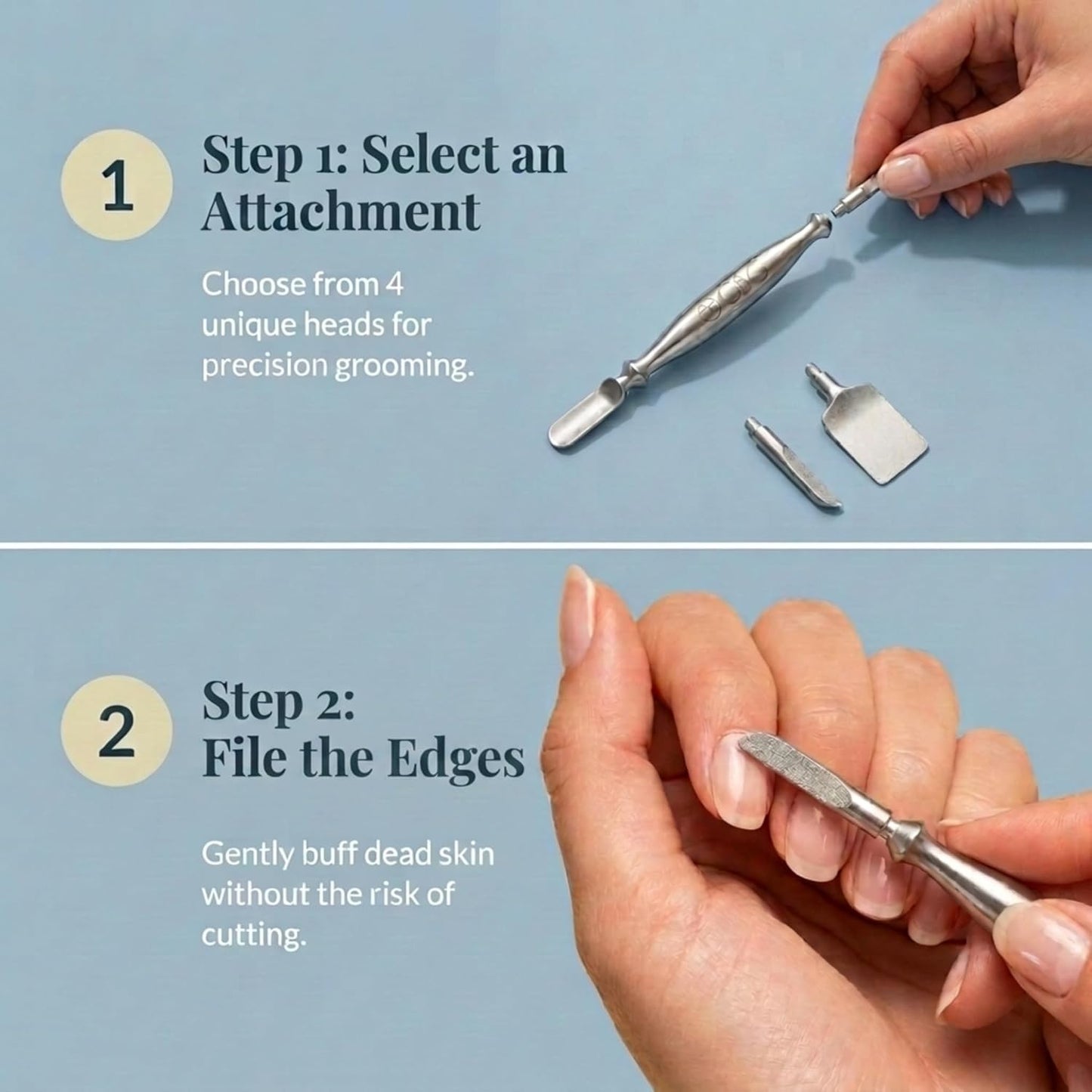 Nail Care Cuticle Remover Tool - Interchangeable Attachments for Gentle Grooming | Travel-Friendly for Finger & Toe Nails