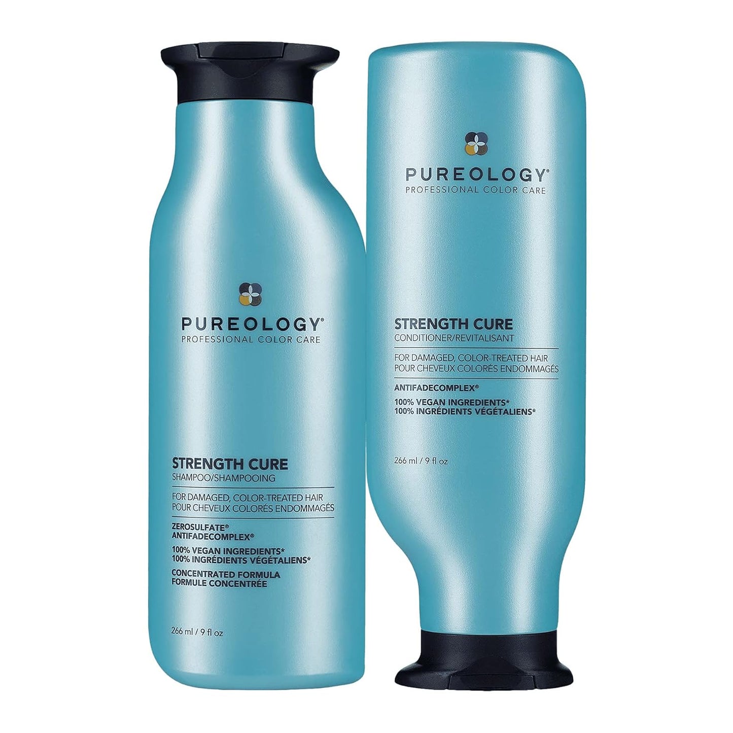 Pureology Strength Cure Shampoo & Conditioner Set | Strengthens Damaged Color-Treated Hair, Sulfate-Free & Vegan