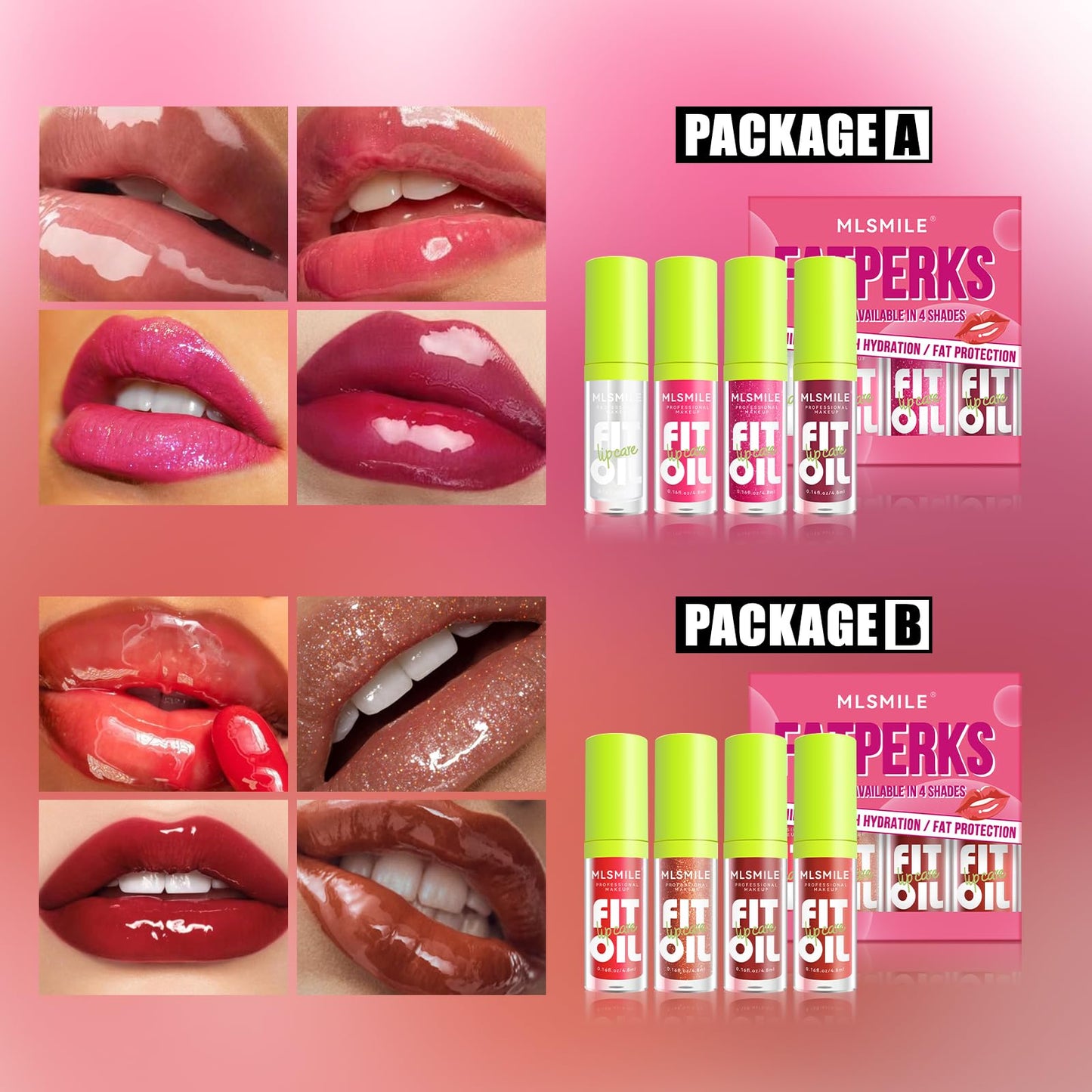 Lissymuse 4 Pack Hydrating Lip Gloss Plumping Glow Fat Lip Oil Lipgloss